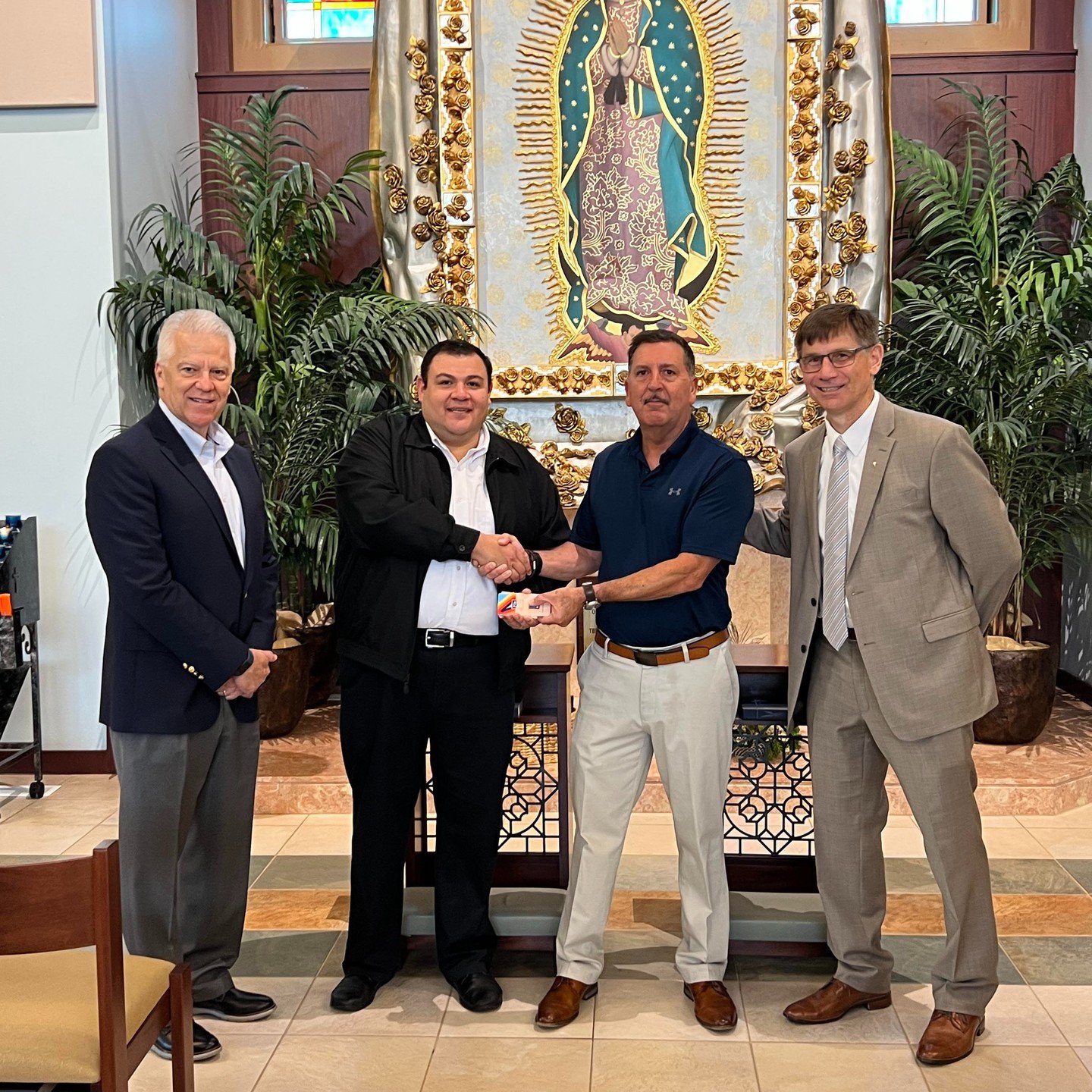 Members of the Knights of Columbus show love for their neighbors by conducting food drives and making donations. This demonstrates our principle of Charity. Our Council #15590 donated $700 worth of Aldi gift cards to the OLG Hispanic Ministry c/o Dav