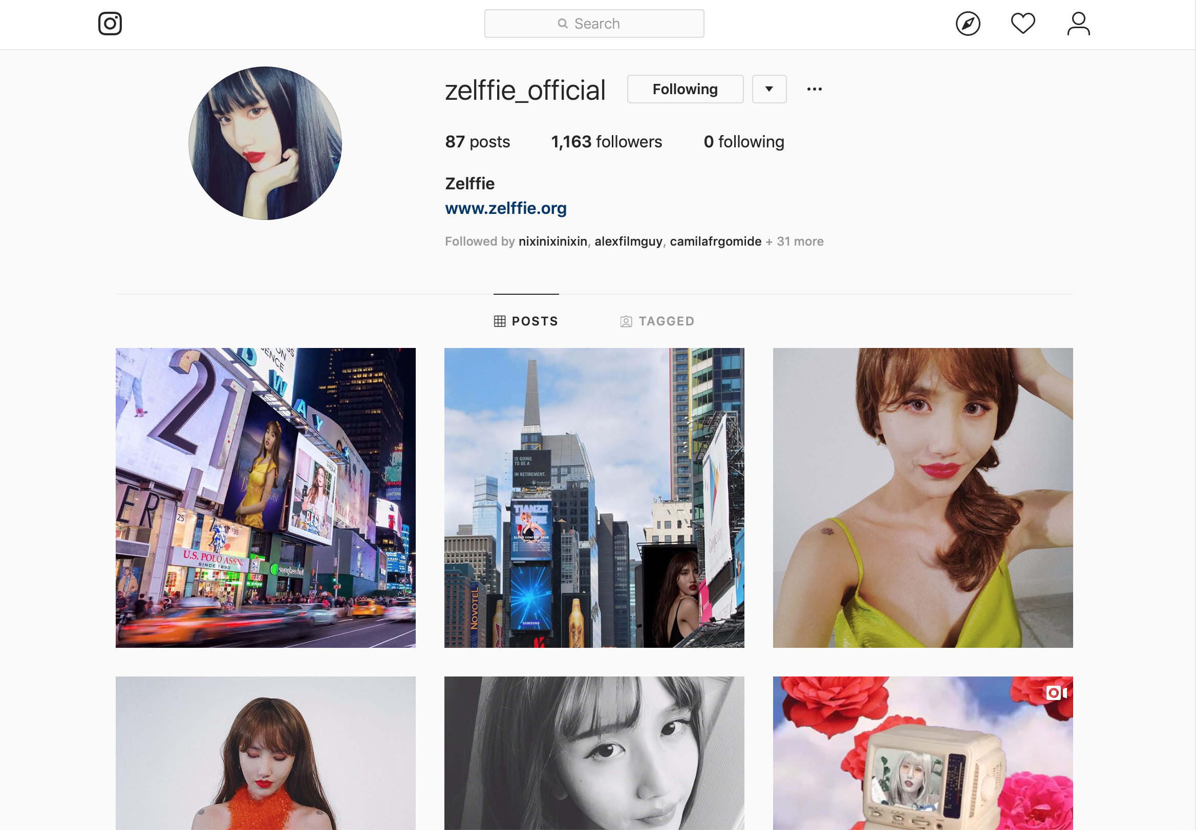 Zelffie's Instagram Page