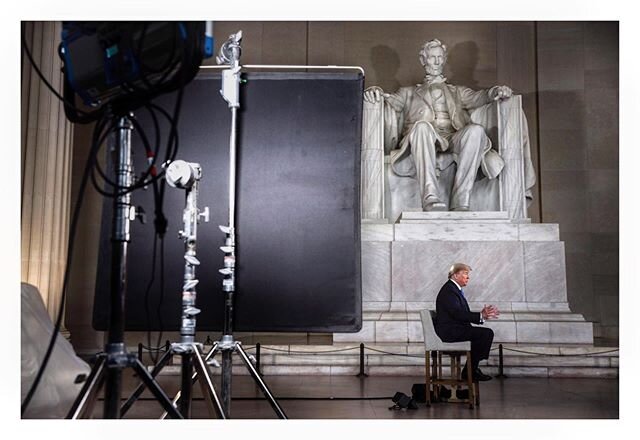 MAY 3, 2020: President Donald Trump holds a Virtual Town Meeting from the Lincoln Memorial in Washington, DC. (Photo by Oliver Contreras) @sipausa/Pool #whitehouse #washingrondc #dc @realdonaldtrump #potus #lincolnmemorial #politics #foxnews #backsta