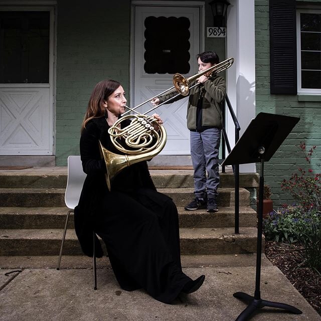 Chandra Cervantes, a Freelance Musician and her son Augie, 11, pose for a photo outside of their house in Silver Spring, MD on April 28, 2020.
&ldquo;Like so many others my livelihood, my routine, my lifestyle has come to a grinding halt. What was on
