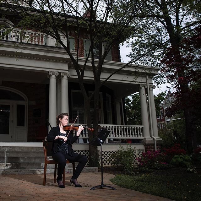Anne Donaldson, 37, a freelance violinist and violin teacher, poses for a photo outside of her house in Mount Pleasant in Washington, DC. on April 26, 2020.
&quot;I have had my work/pay cut in half. I used to play regularly with the Baltimore symphon