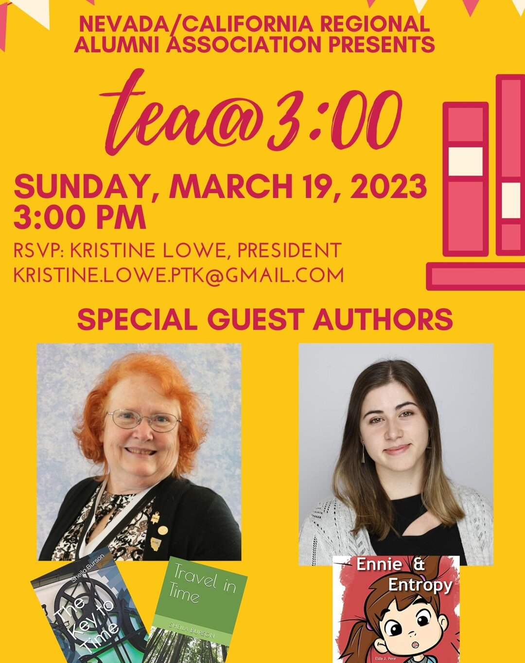 Is writing a book or article on your wishlist? Hear about how two authors and PTK legends, Sheila Burson and Elda Pere, wrote and published their books!

Our Alumni Association is kicking off the popular one-hour Tea@3:00 virtual event series for the