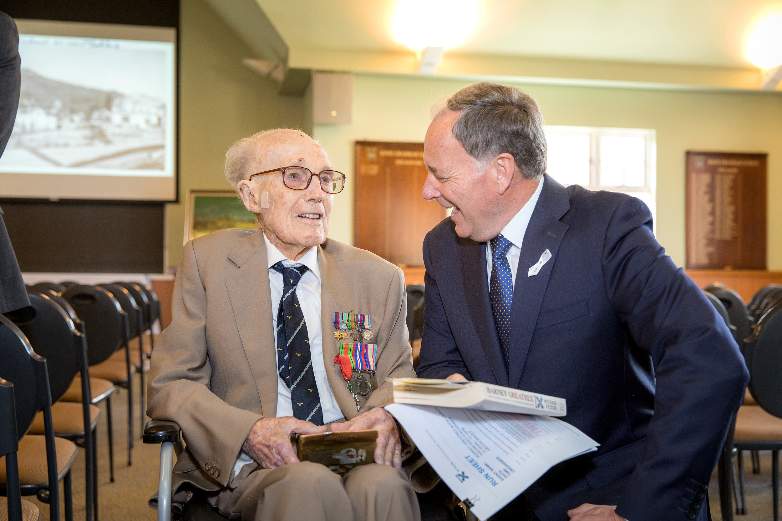  Barney and John Weeks (Headmaster, Knox Grammar School) share a laugh. 