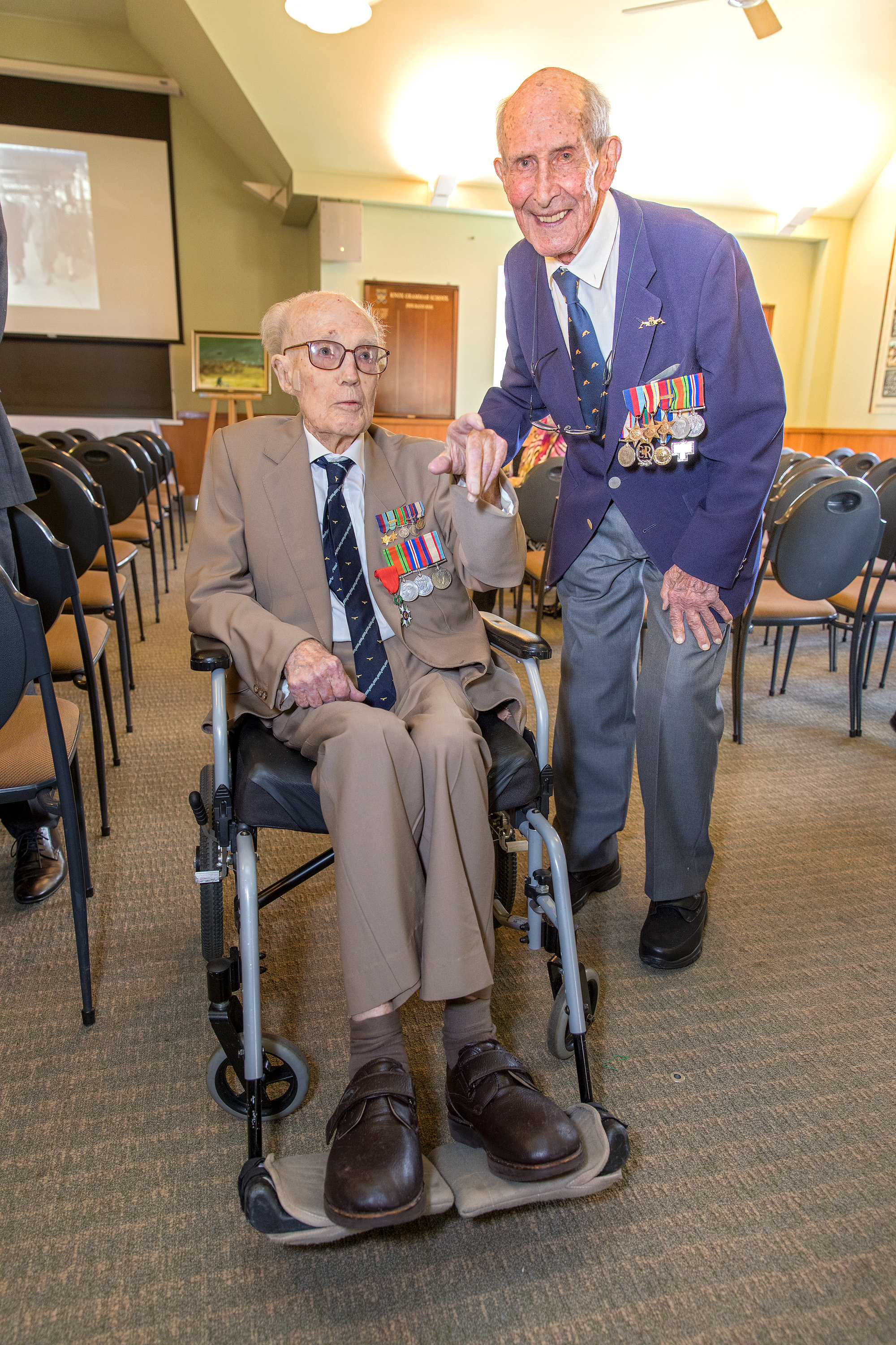 Barney with John Reid. Both were featured in the documentary that inspired the book, FOR SCHOOL AND COUNTRY.