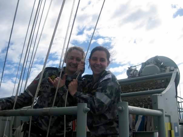 PIC 2      2009 – onboard HMAS MELBOURNE – first day at sea on Melbourne – pic is taken on the flag deck during OOWMANS (Officer of the Watch Manoeuvres ).jpg