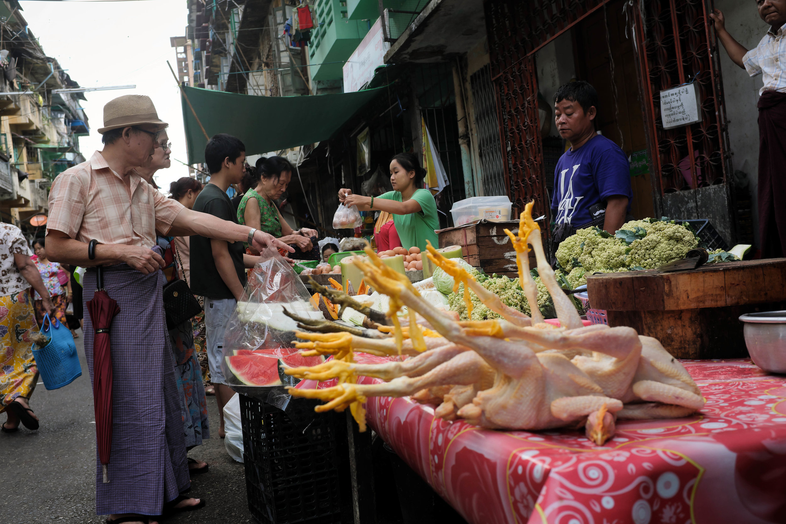 Myanmar "Jungle Chicken" at the market in Yangon