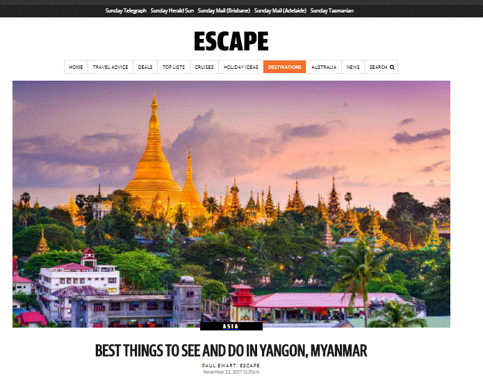 We're in Escape.com's Best Thing to See and Do in Yangon