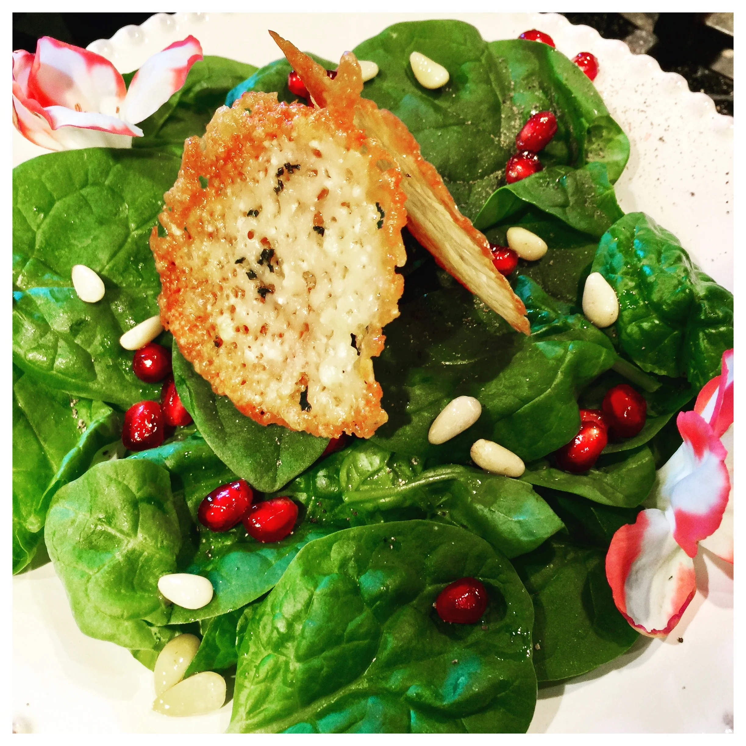 Spinach Salad with Parmesan Crisps