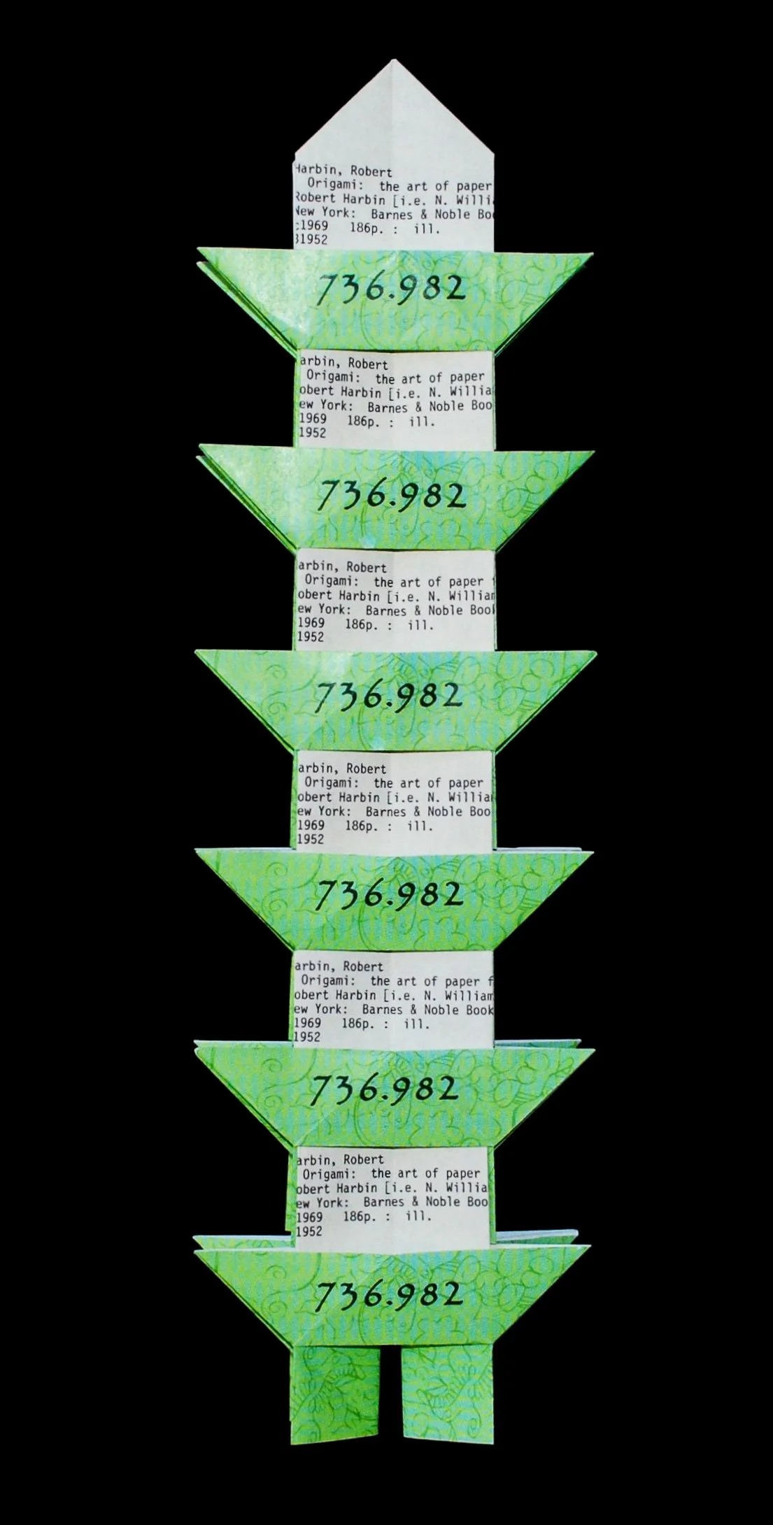 Dewey Decimal Pagoda, paper origami