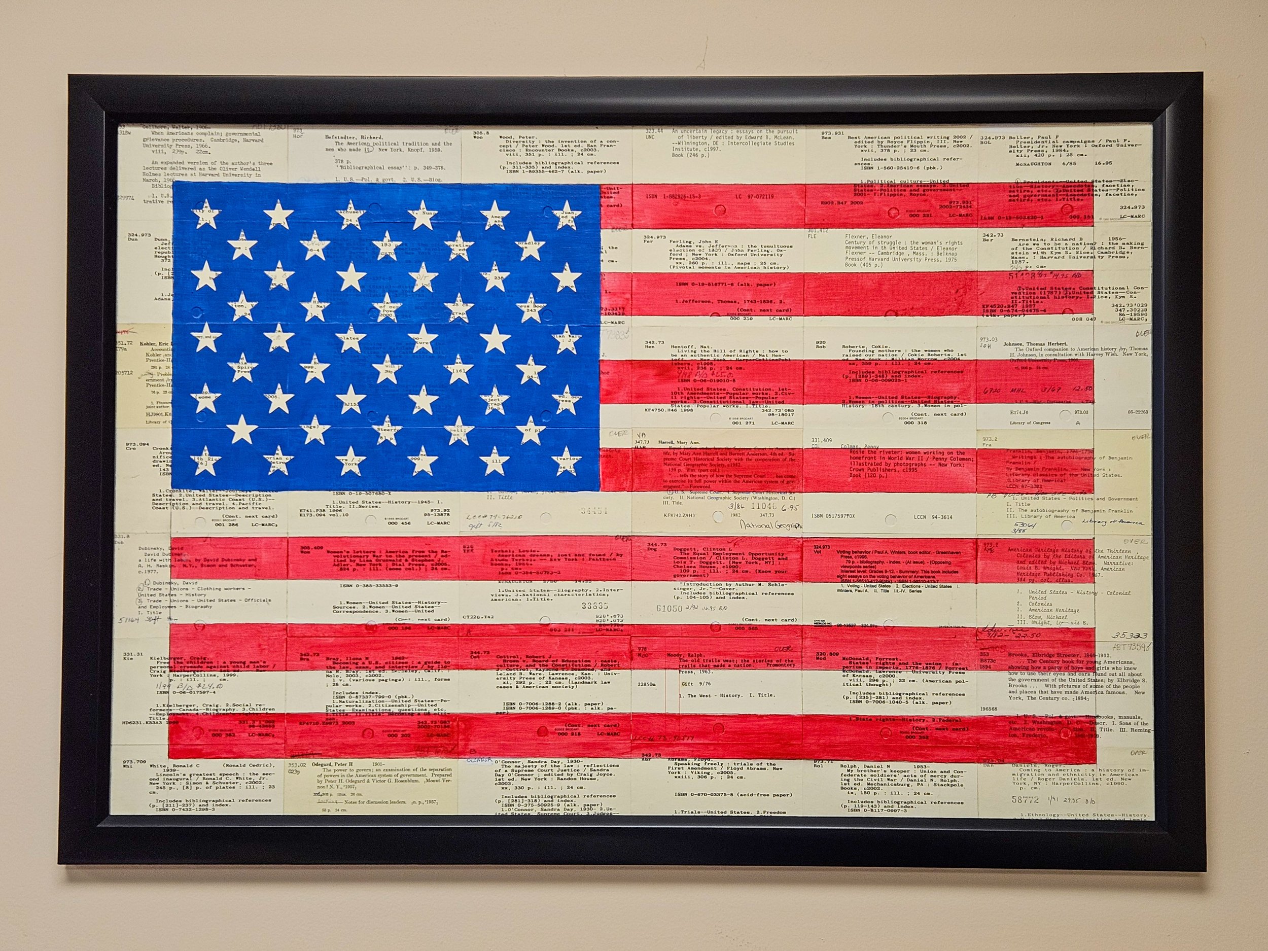 Sweet Land of Libraries, Mixed Media with vintage library catalog cards