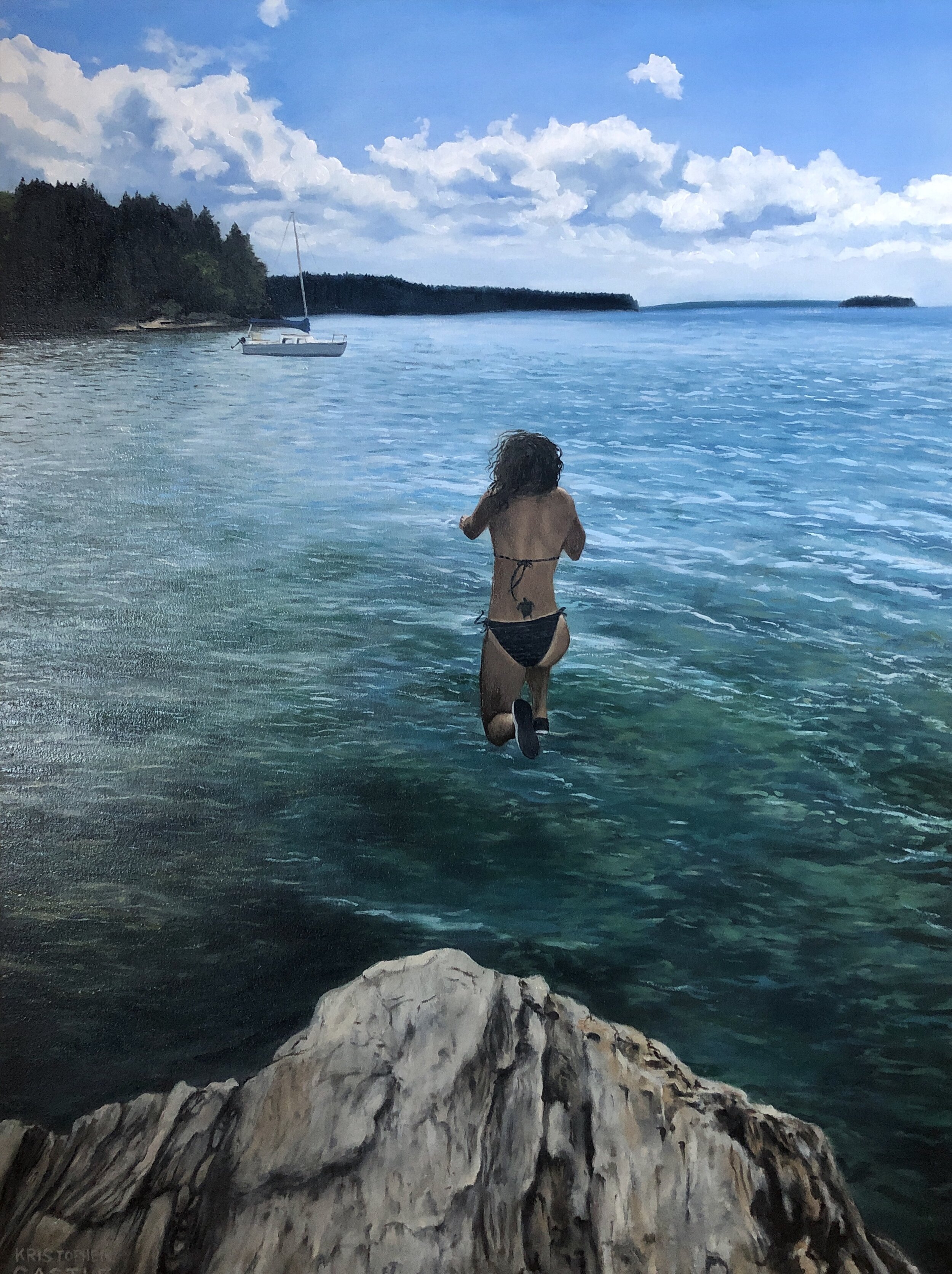 Upper Goose, Let Loose, Oil on Arches Huile paper mounted to panel, 18 x 24, Private Collection