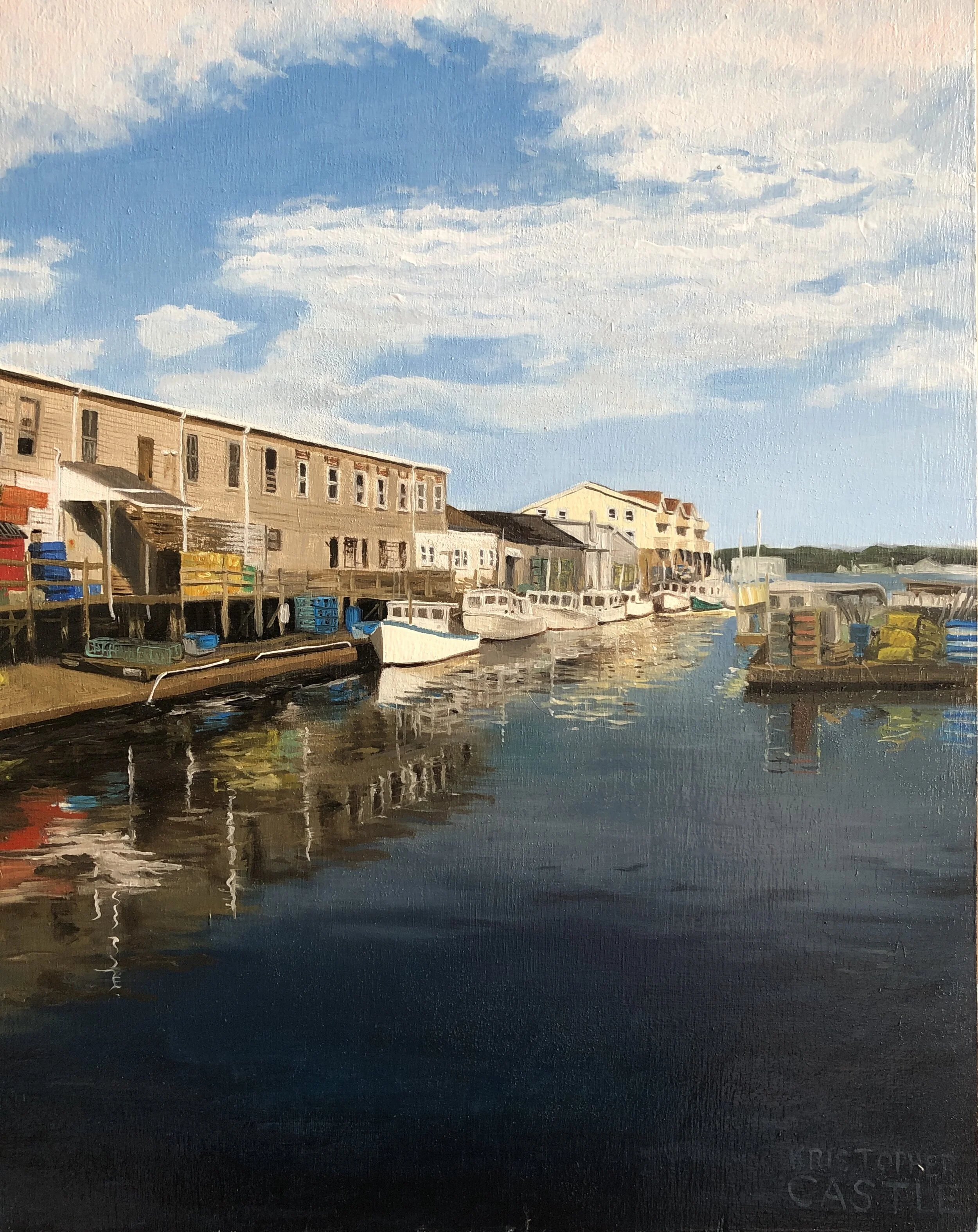 Custom House Wharf, Oil on panel, 11 x 14