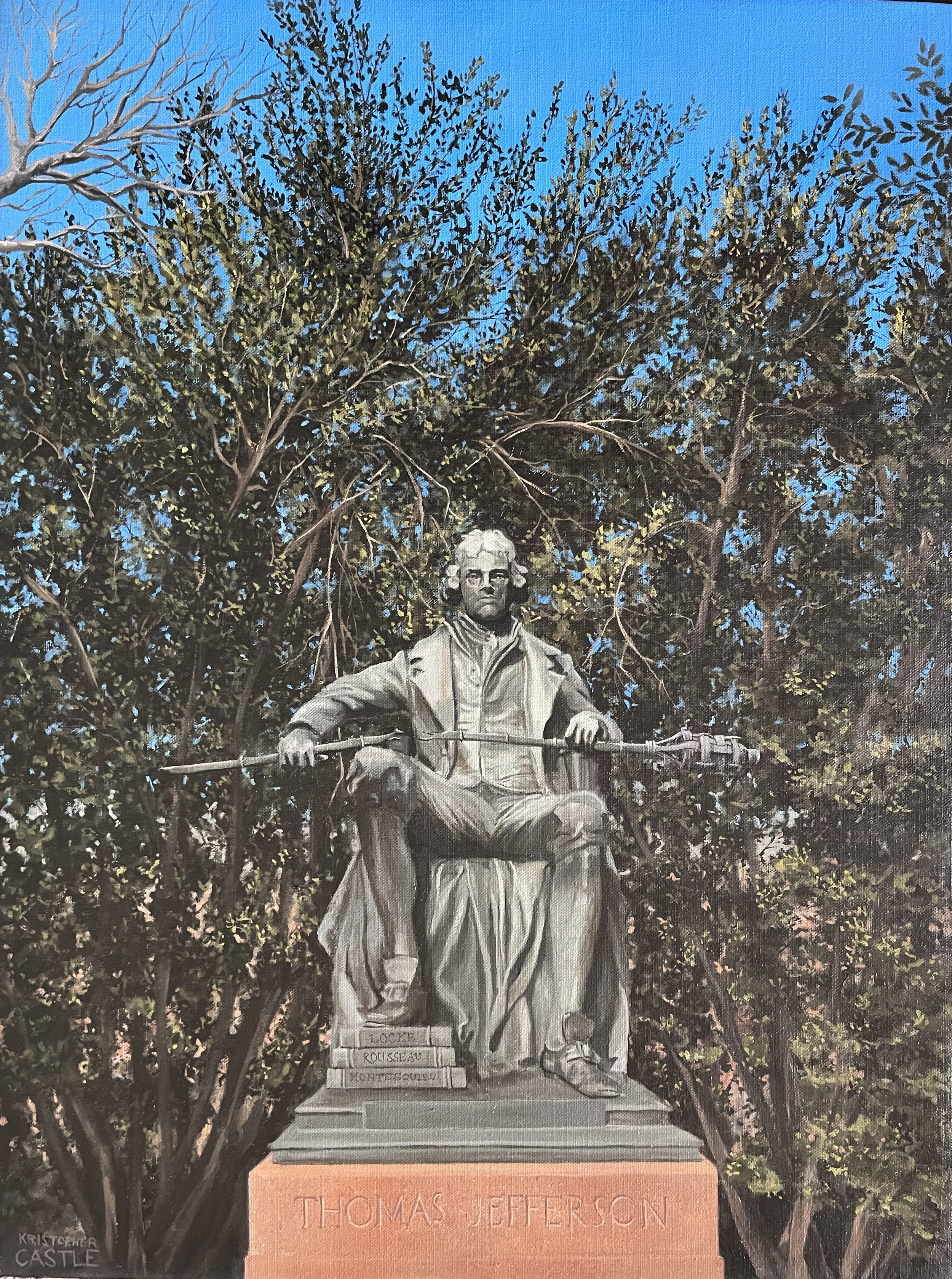    Ab eo libertas a quo spiritus    The spirit comes from him from whom liberty comes    Walnut oil on Belgian linen, 18 x 24 inches, Sold (private collection)   In the midst of a moment in which statues of the nation’s founders are being removed fro