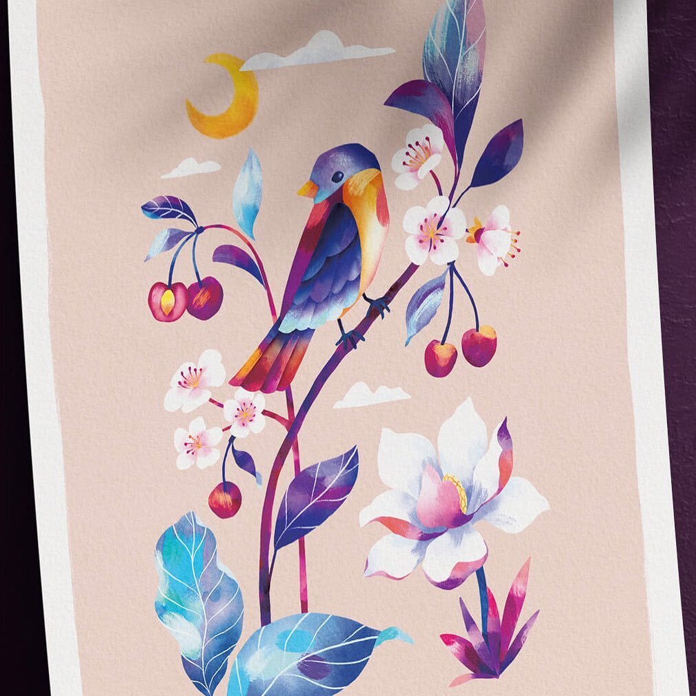 L&rsquo;Oiseau dans le jardin parfum&eacute; 🌸🕊 tous mes Art-prints sont imprim&eacute;s dans une petite imprimerie locale, &agrave; c&ocirc;t&eacute; de Lyon. La technique d&rsquo;impression num&eacute;rique est excellente et ce papier de cr&eacut