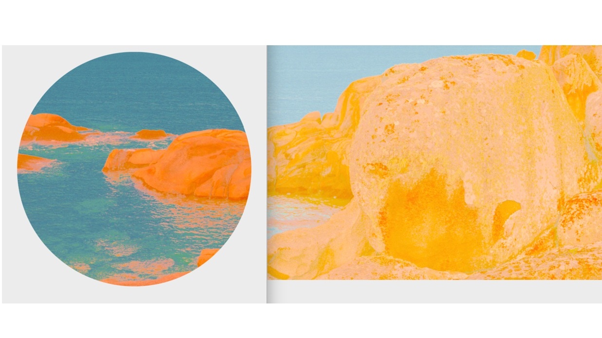 Beyond the Oecumene / Part XIX (Diptych), 2019 Wax pastels, UV-print on gold Alu-dibond 300 x 100 cm (118 x 39 in)