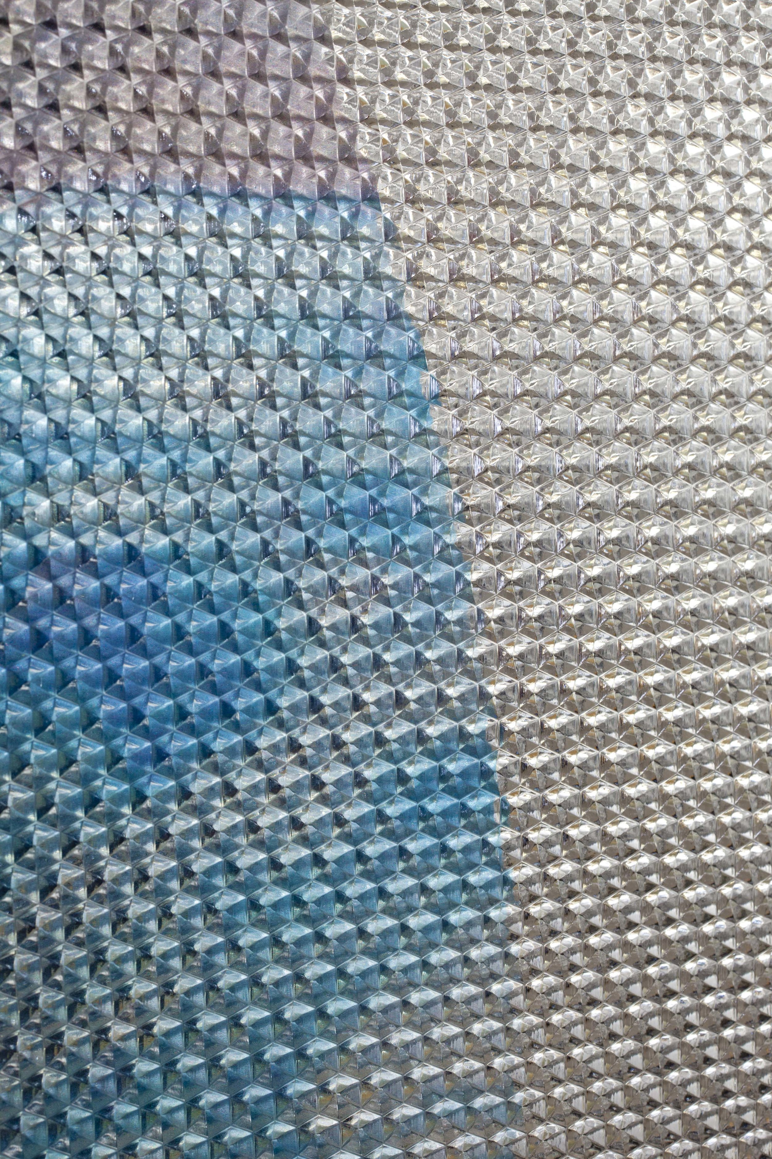 Beyond the Oecumene / Part XXVII, 2019 - Detail Aquarelle, wax pastels, UV-print on mirror beneath structured Plexiglas