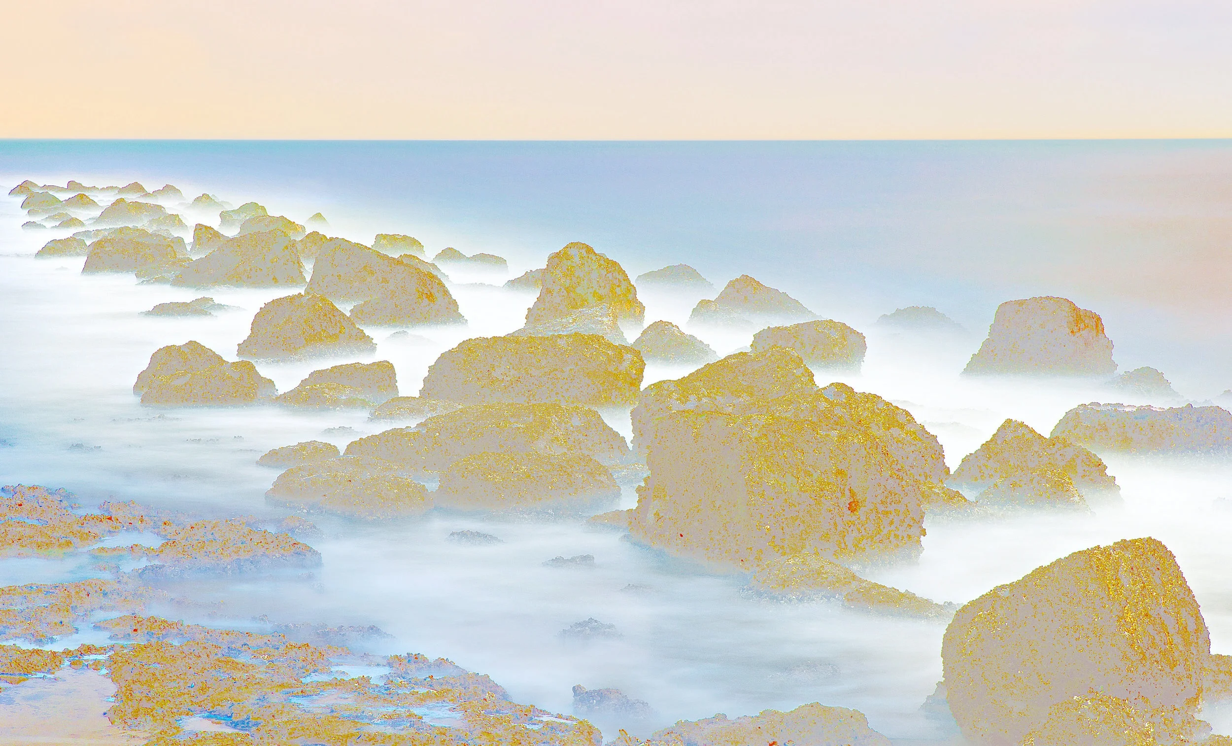 Beyond the Oecumene / Part XXXV,  2019 Wax pastels, UV ink on gold Alu-Dibond 200 x 160 cm (79 x 63 in)