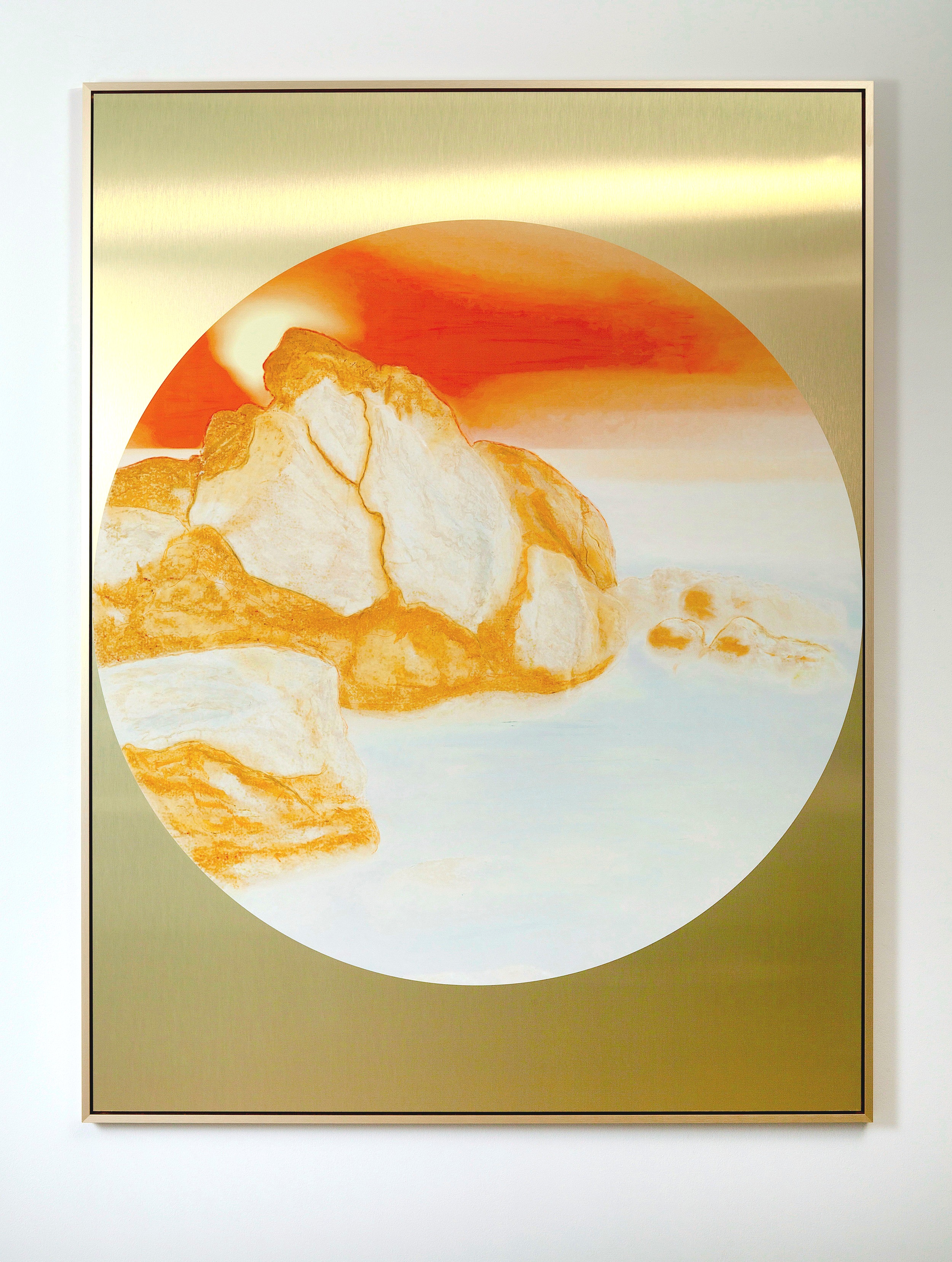 Beyond the Oecumene / Part XV, 2019 Wax pastels, UV-print on gold Alu-Dibond 160 x 120 cm (63 x 47 in)