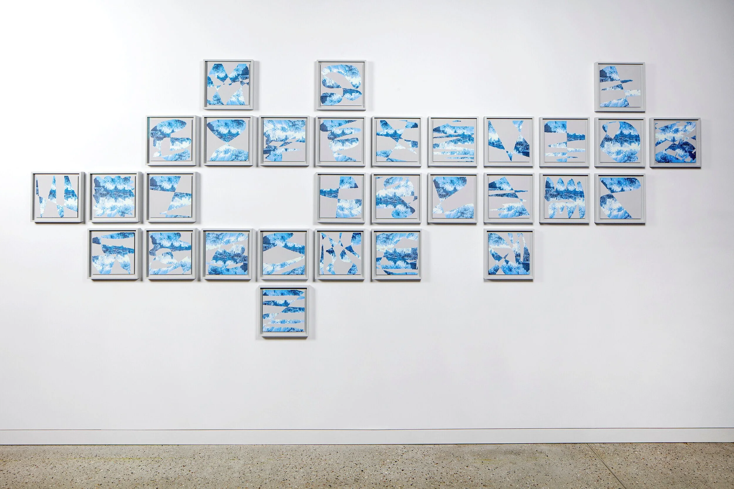 Vespertine (Ode to Twilight) / Part I - Part XXX,  2021 - Installation view (Edition of 5 + 1 AP, framed, signed and numbered) Graphite, aquarelle, inkjet ink on 310 g/m Hahnemühle 30 x 30 cm (12 x 12 in ) each