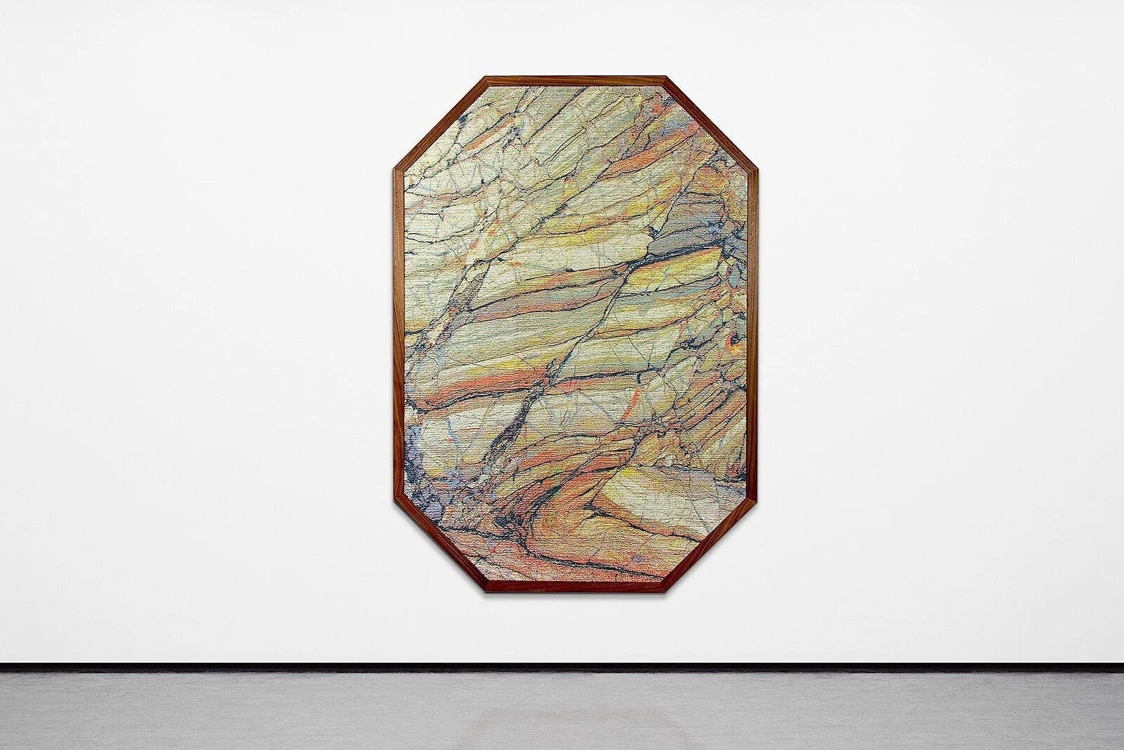 The Cosmic Fragments / Part II,  2021 - Installation view Aquarelle, oil pastels, UV ink on recycled polypropylene and polyester mix fabric 204 x 164 cm (80 x 65 in)