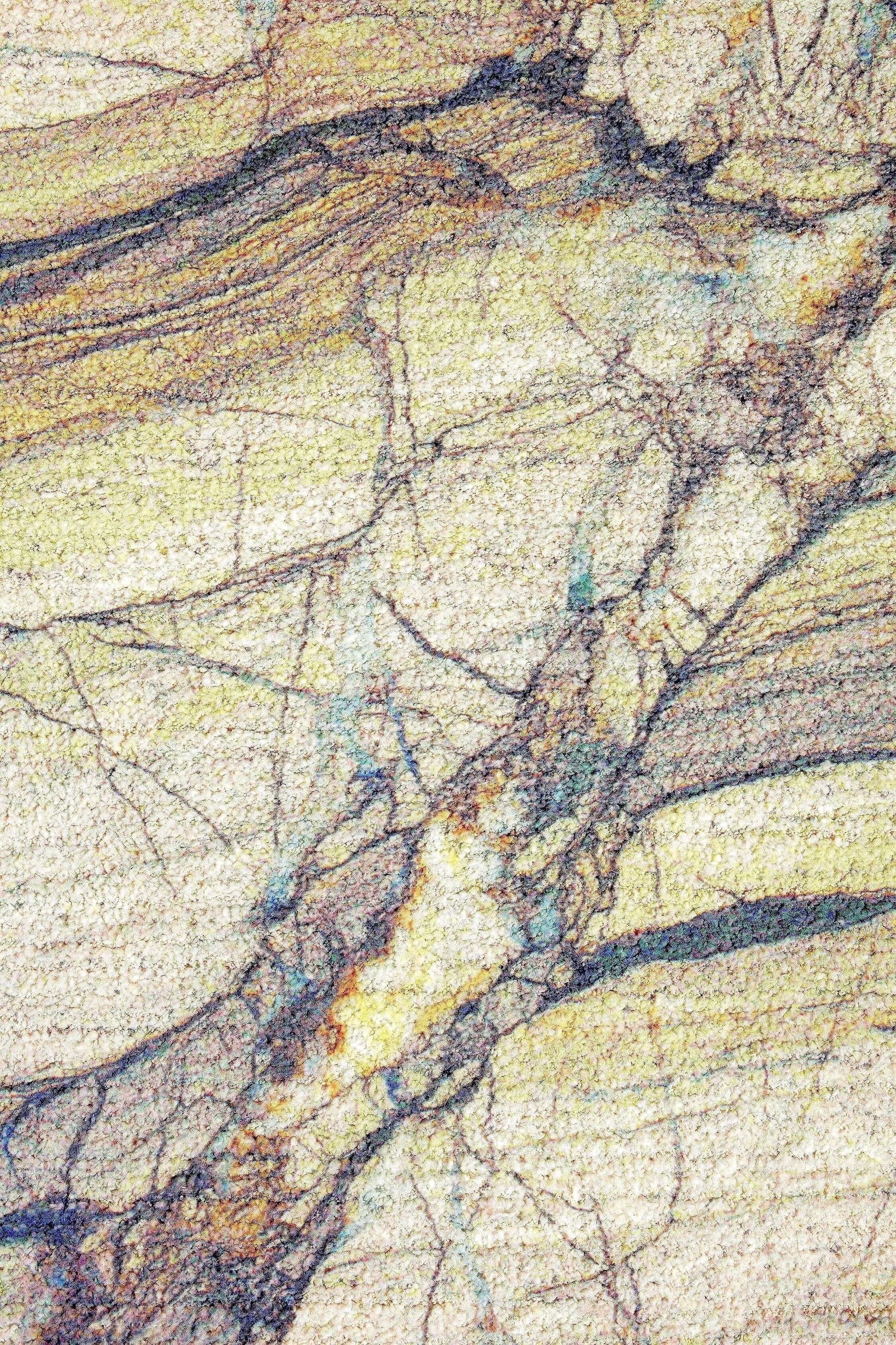 The Cosmic Fragments / Part I,  2021 - Detail Aquarelle, oil pastels, UV ink on recycled polypropylene and polyester mix fabric
