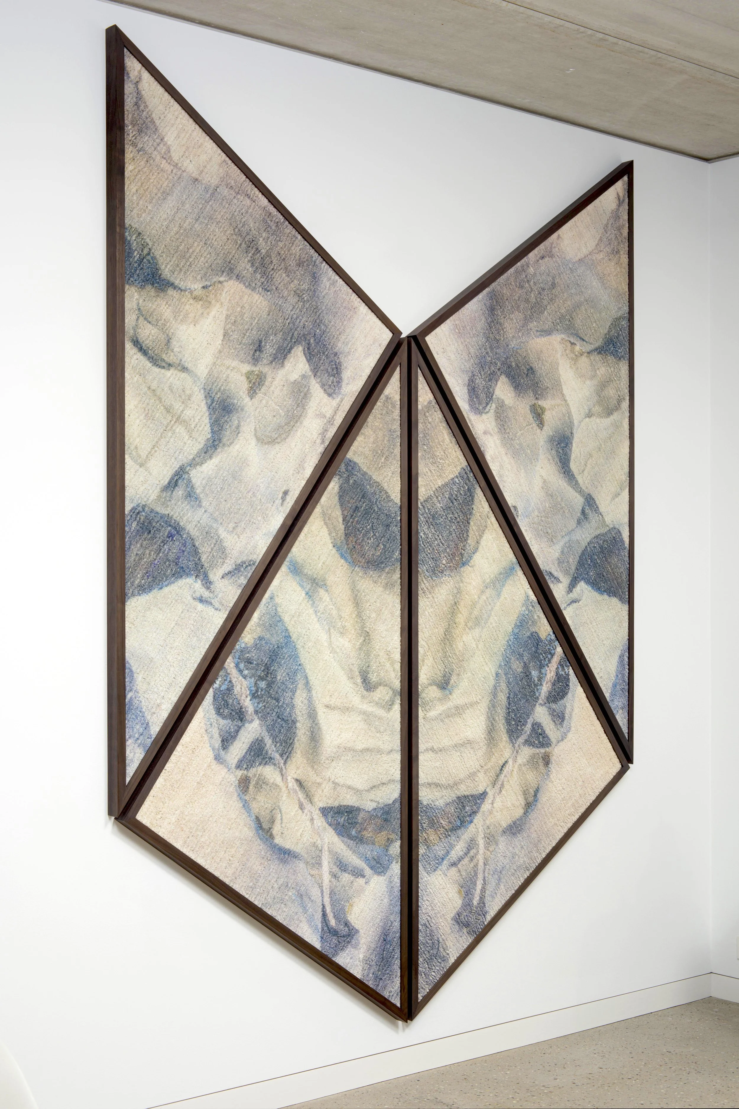   Ex Materia (Transfiguration) / Part II (Permutation VI) , 2022 - Side view Aquarelle, oil &amp; wax pastels, UV ink on recycled polypropylene and polyester mix fabric 198 x 273 cm (78 x 107 in) 