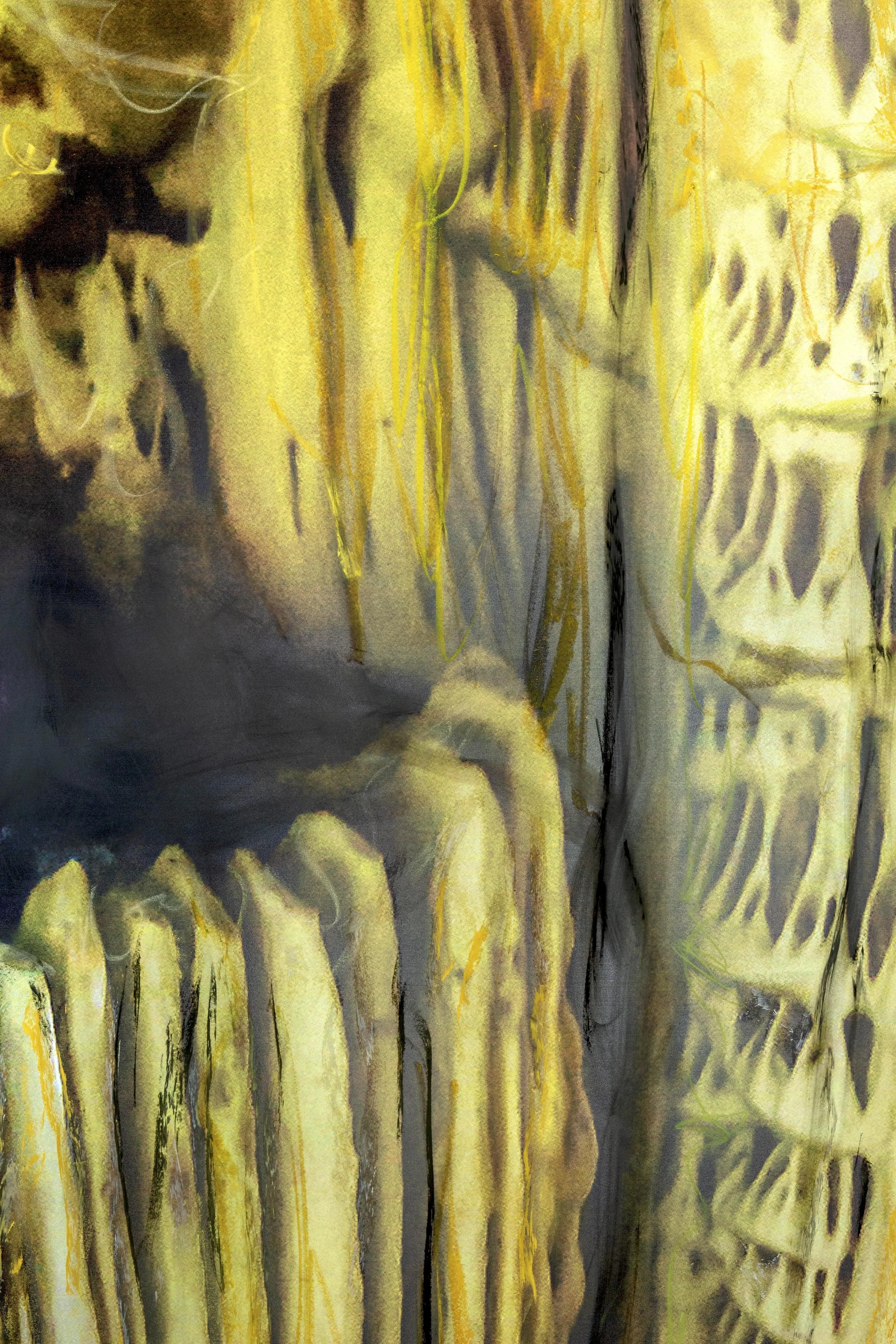   Atlas Obscura (The Idaean Cave) / Part XVII,   2023 - Detail Oil and wax pastels, UV ink on aluminium   