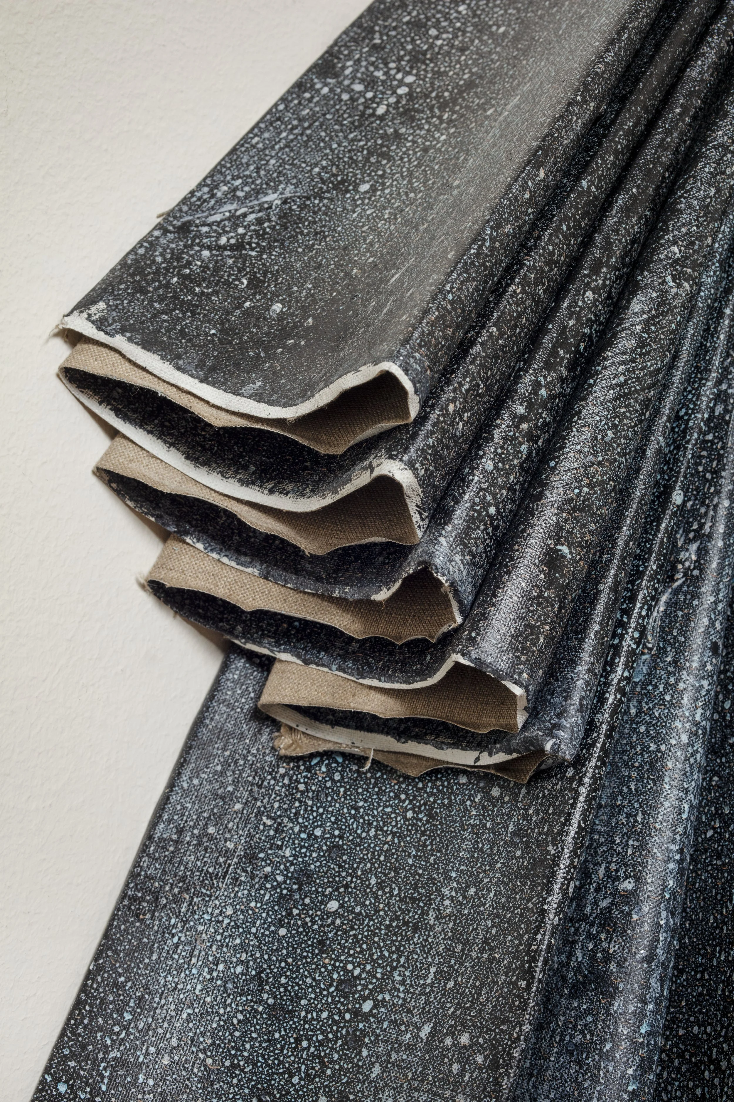  Vestige of an Echo / Part I, 2025 - Detail Calligraphy ink, acrylic and petrolatum on folded canvas 