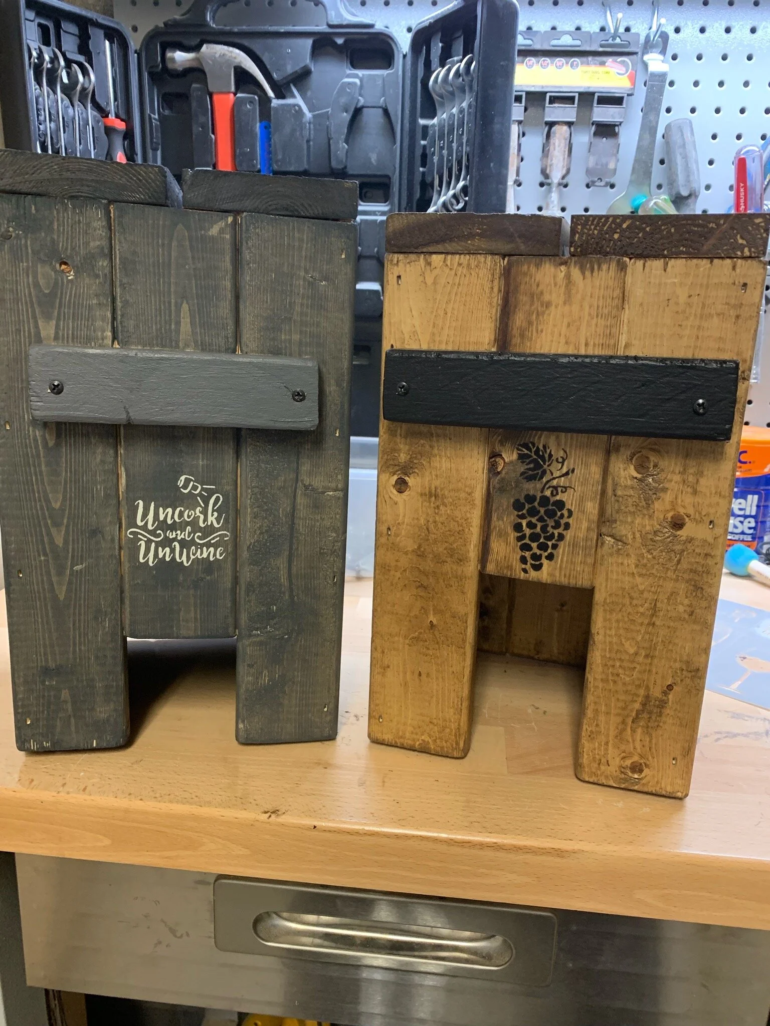 Box Wine Holder with Chalkboard Label