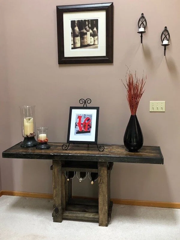 Console with wine bottle storage