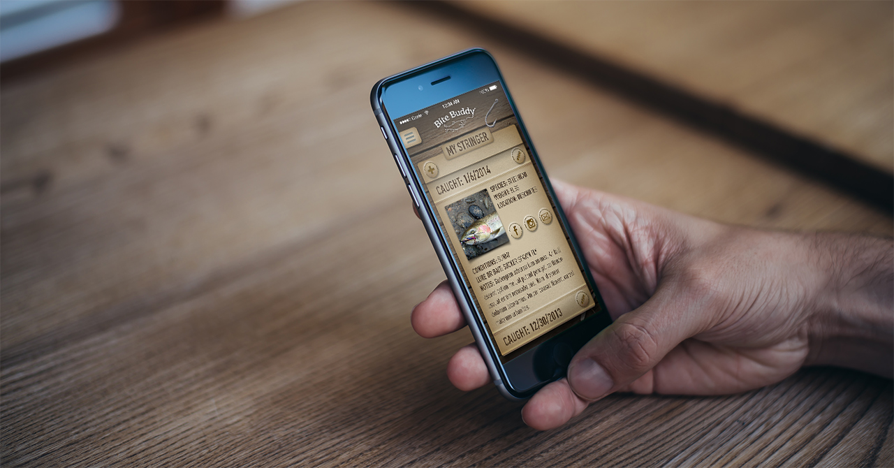 The app connects via bluetooth to the Bite Buddy motion sensor device attached to a fishing pole. This allows fishermen the freedom to monitor their fishing pole up to 150 feet away while sending customized alerts to their mobile device when they have a bite. In addition, fisherman can upload their catches to their profile and be entered to win monthly prizes.