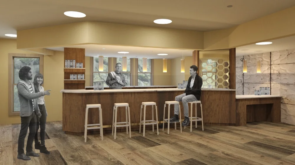 Honey tasting counter located in the retail division