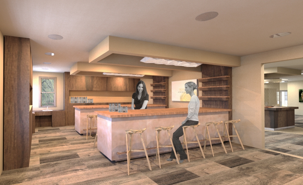 beauty bar demonstration counter located on the second floor within the exhibitional journey