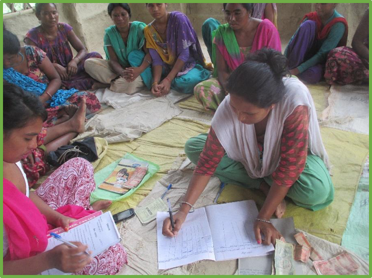 Recording the payments at the monthly microcredit meeting