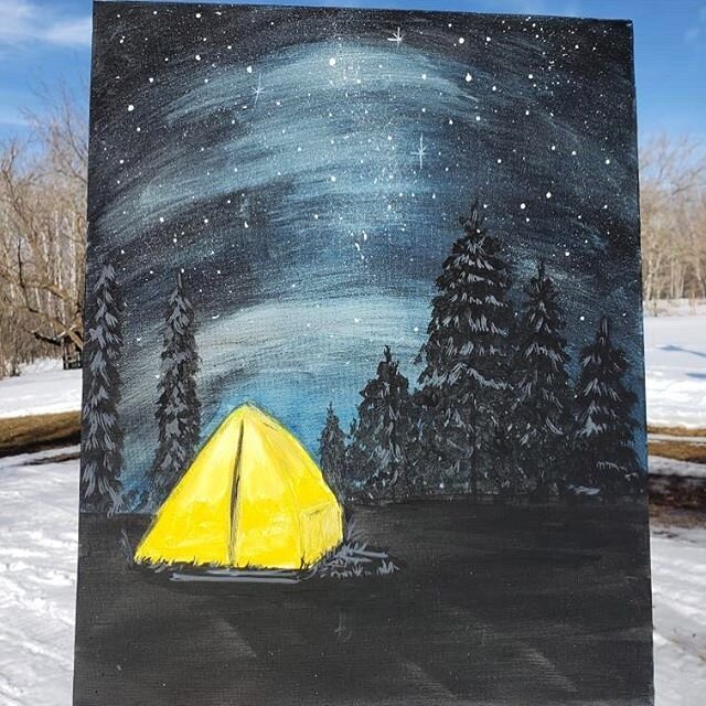 Want to learn to paint this beautiful rustic camping scene? This Wednesday we will do a painting hour at noon (and if you can&rsquo;t make the live, you&rsquo;ll get the recording) and @jenni__joy from @wildwomencreations is going to walk us through 