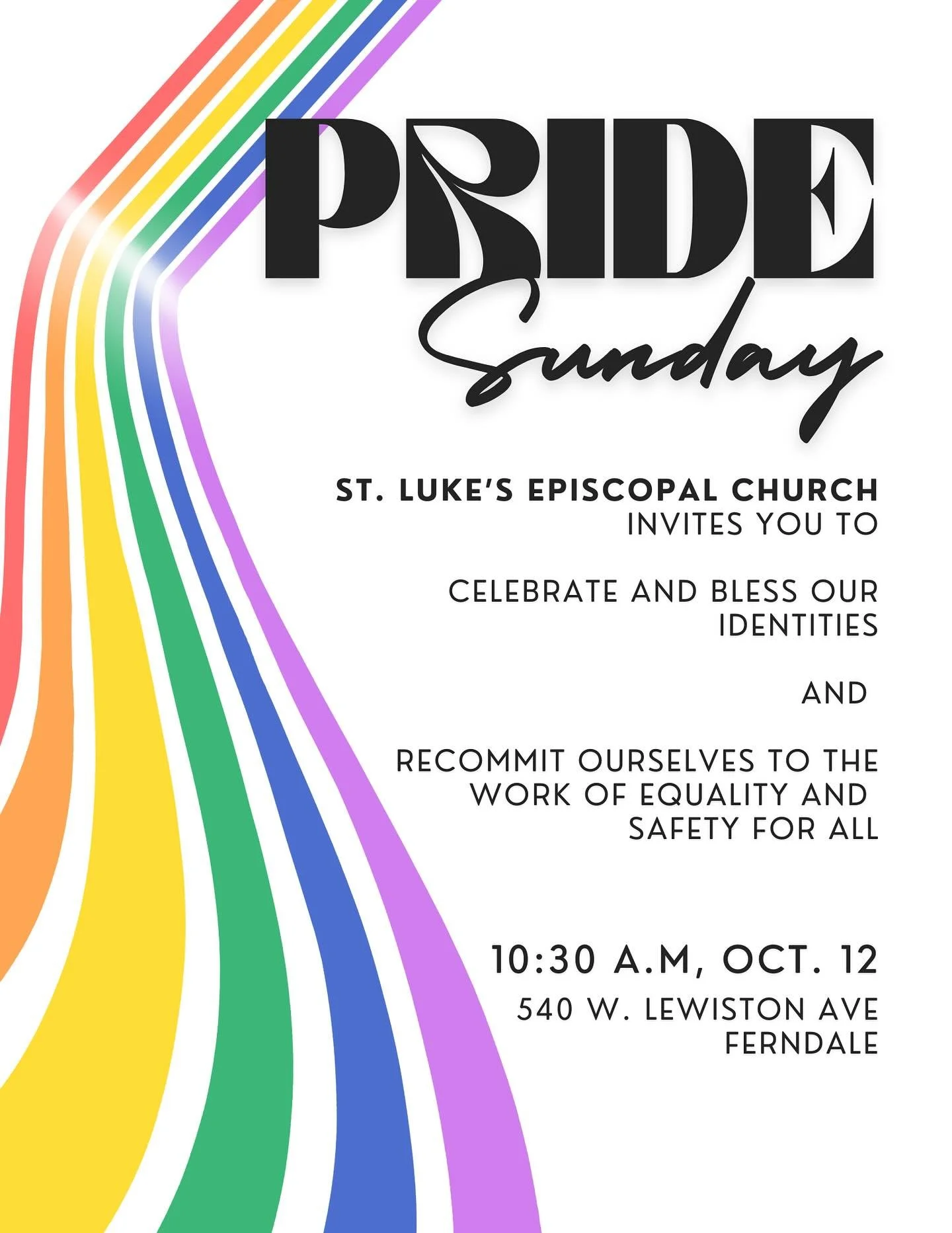 Join us October 12 at 10:30am for our Pride/Coming Out Day Service!