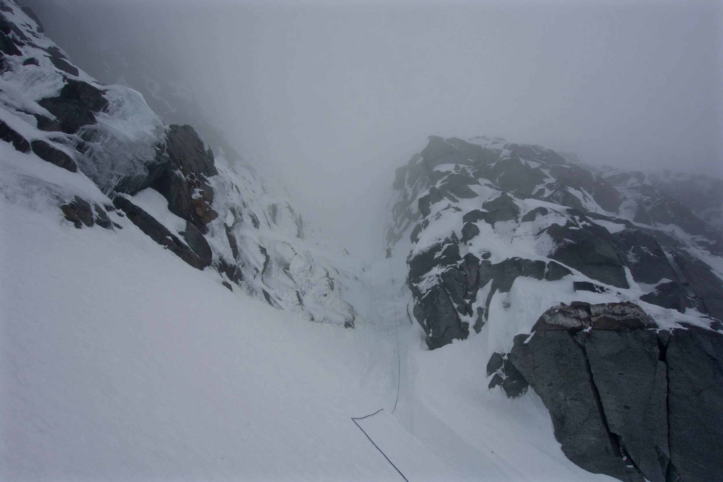 Dale disappearing into the couloir
