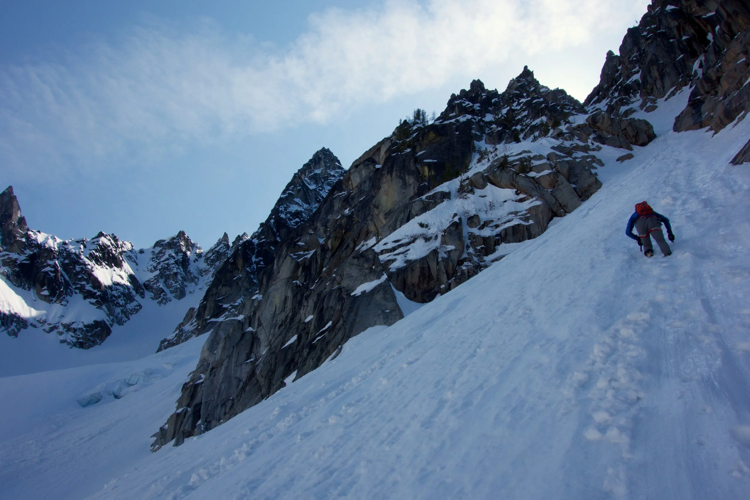 Heading into the base of the couloir