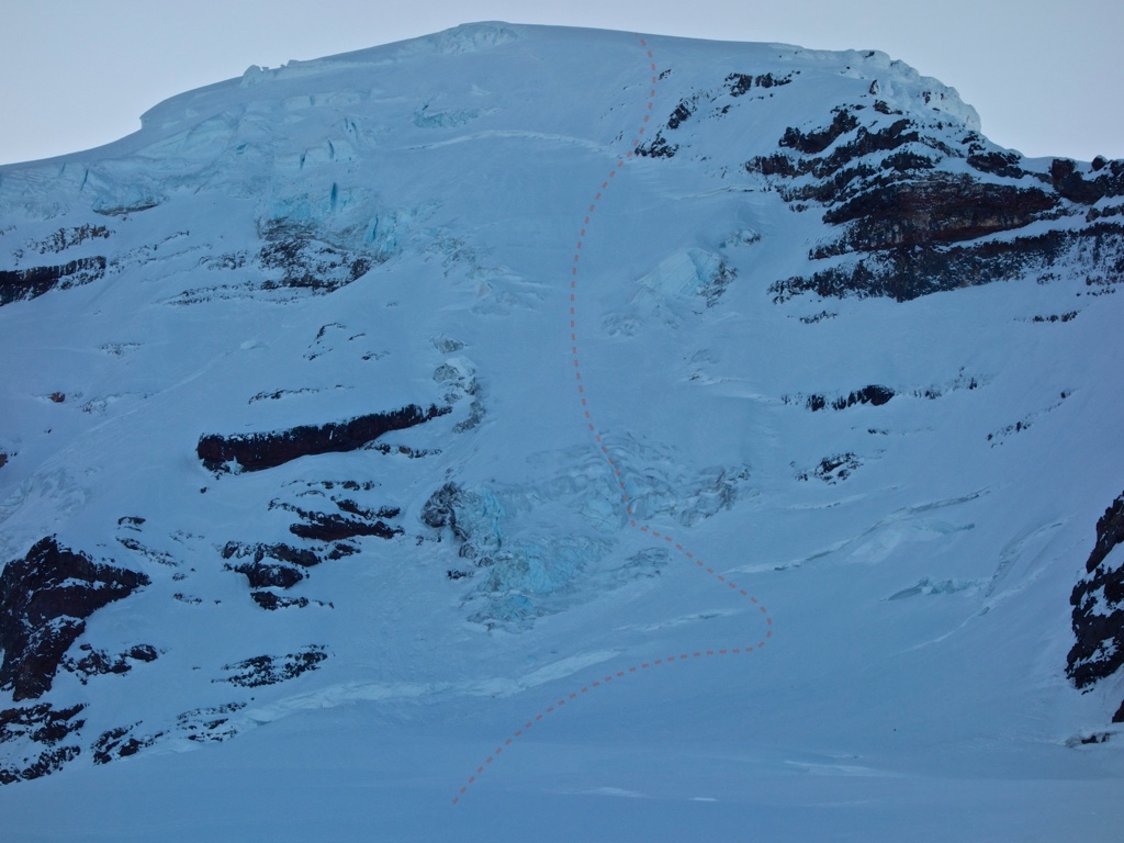 Our relatively direct line up the Coleman Headwall