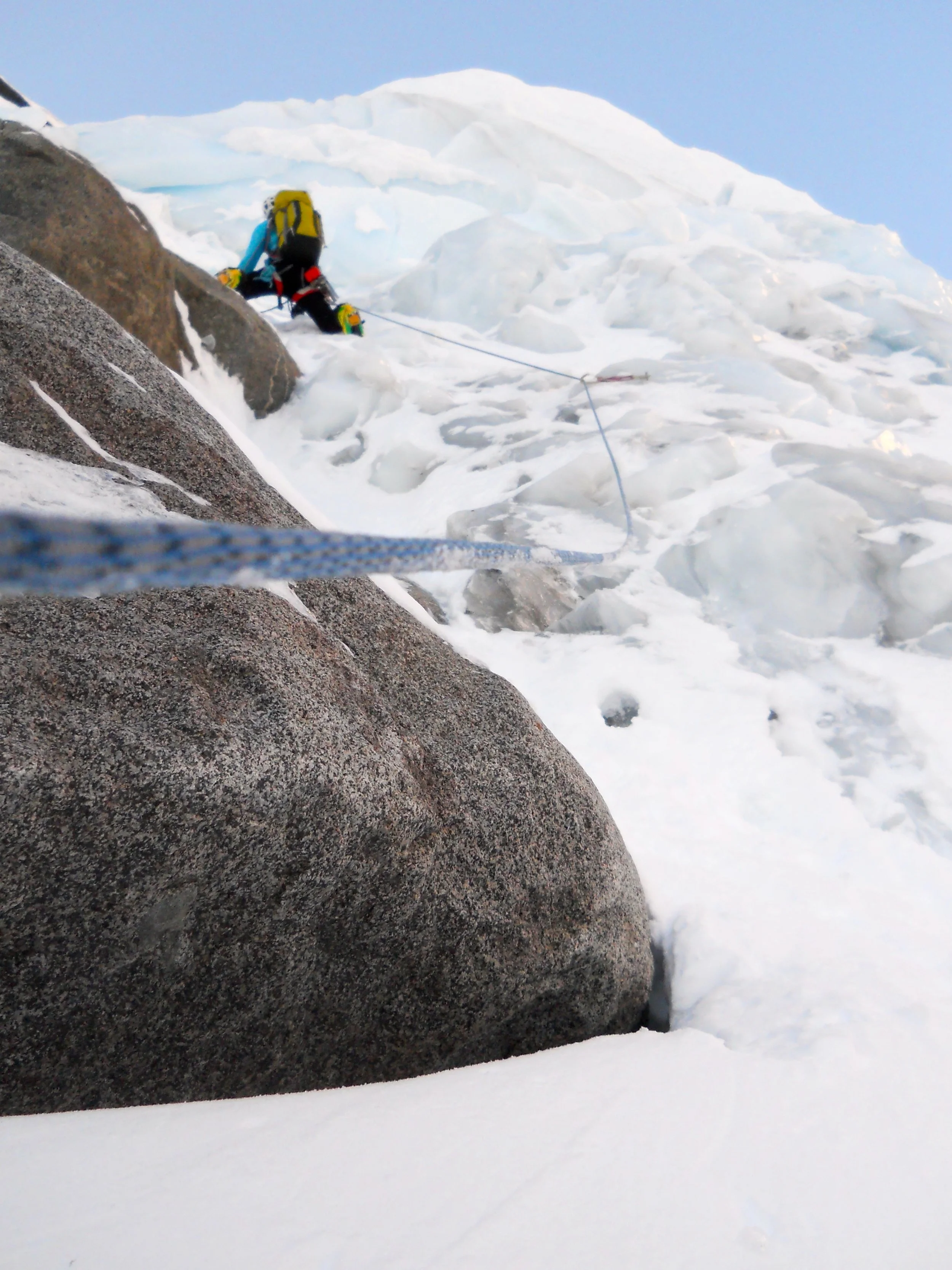 Heading up the ice step