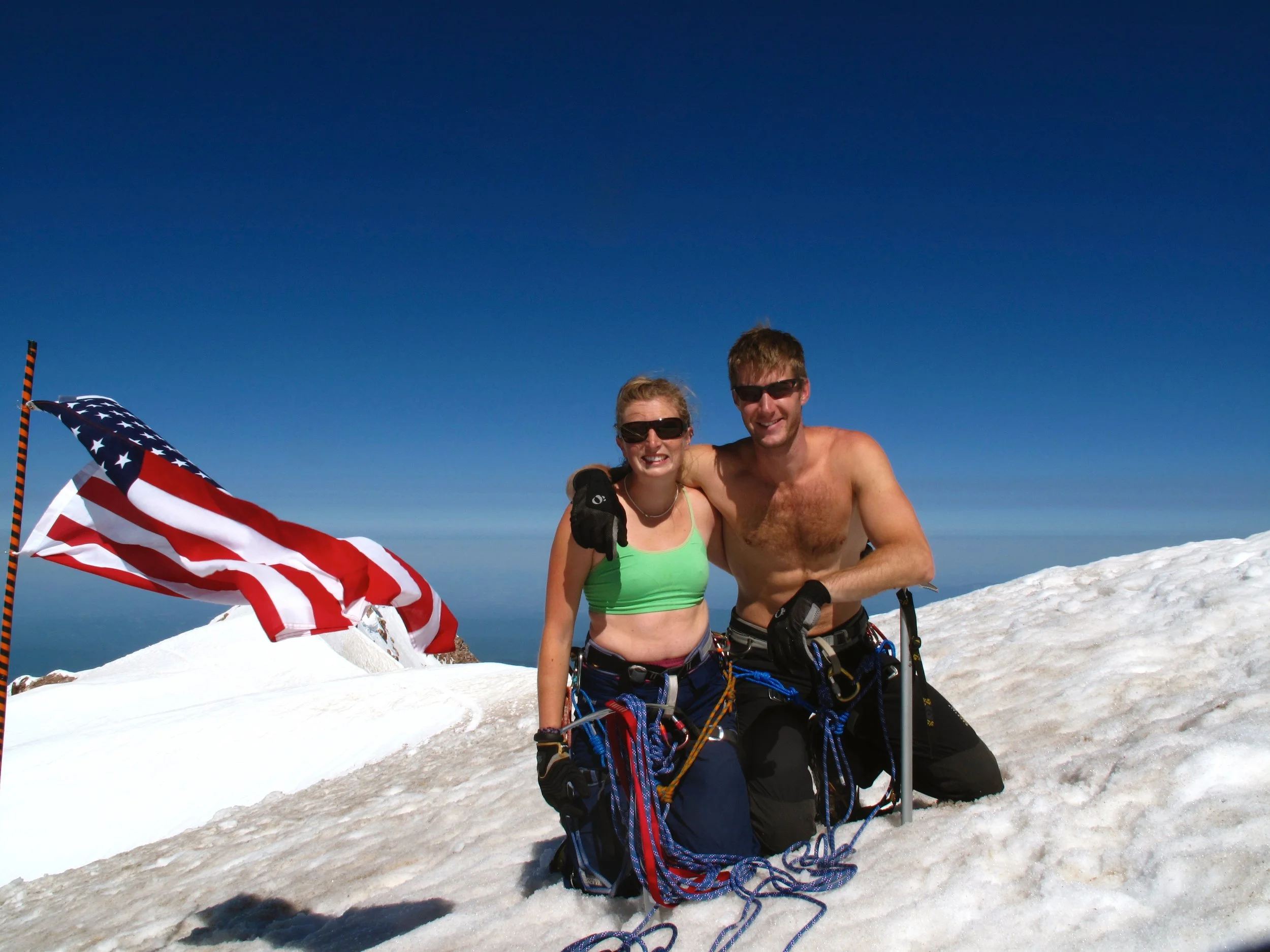 Summit with an especially photogenic American flag