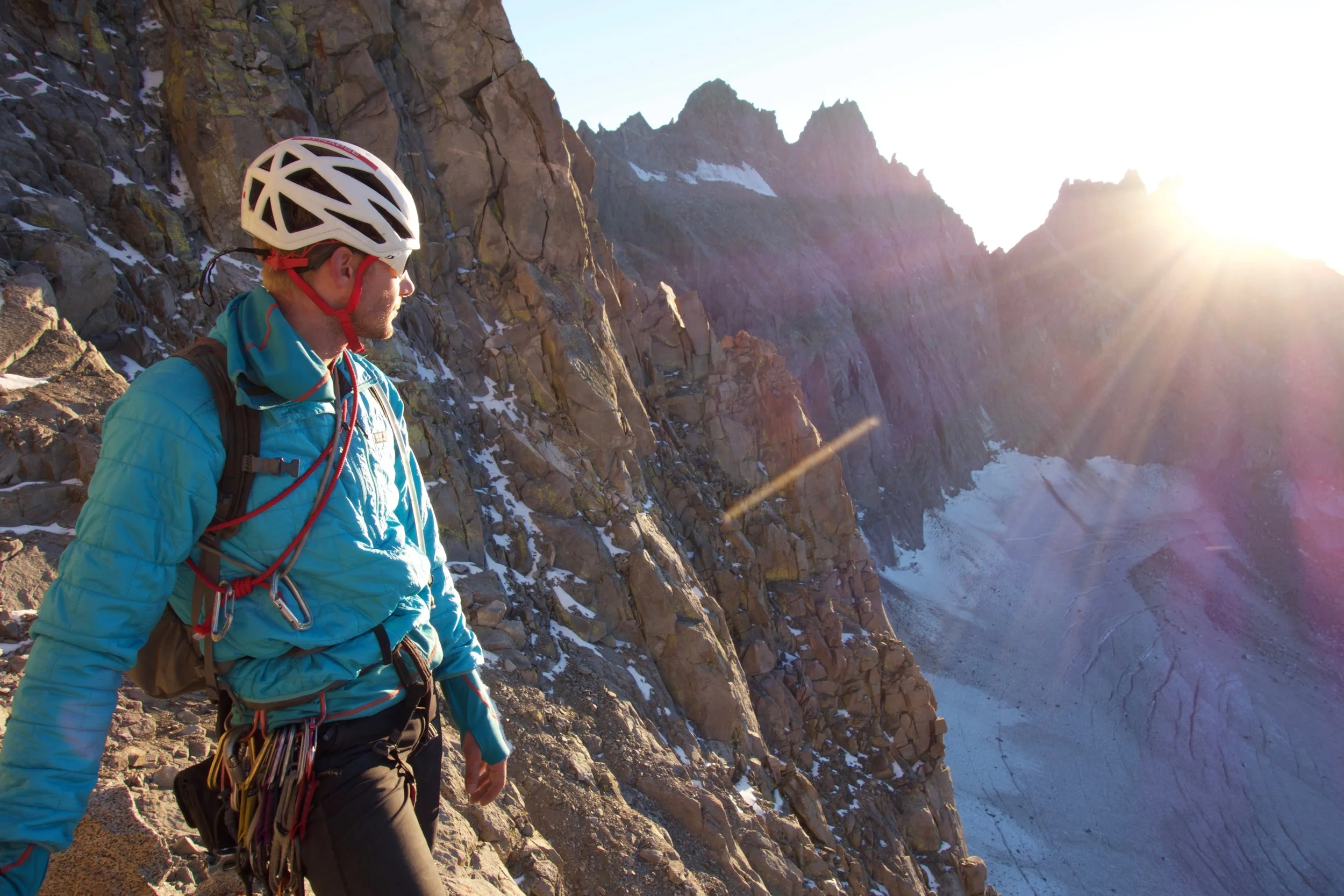 Enjoying the last rays of sunshine before heading down the glacier