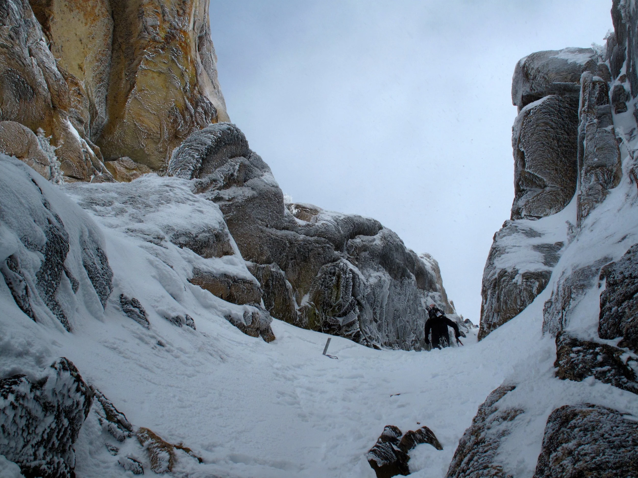 Nearing the top of the couloir