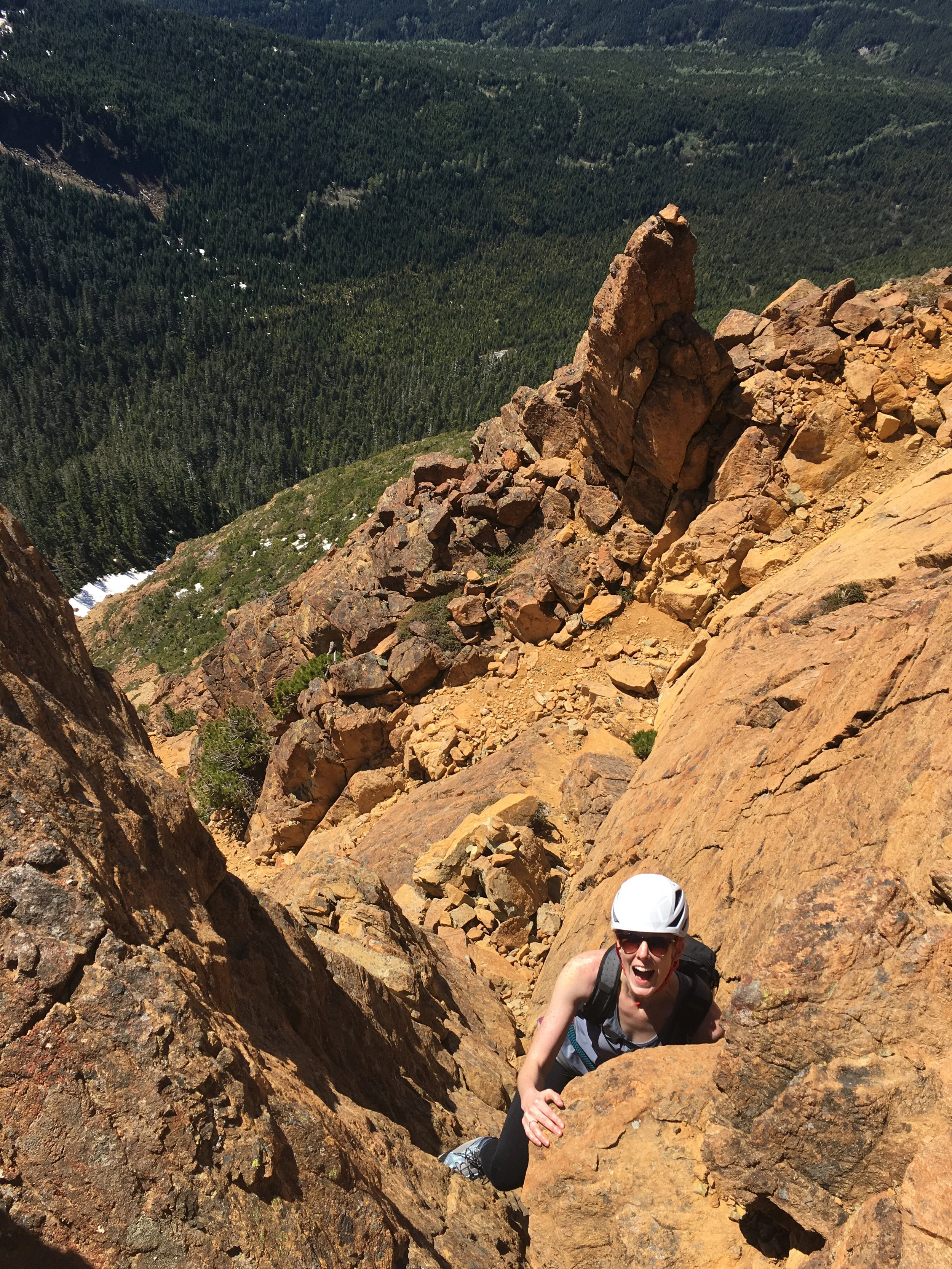 One of the steeper, short sections of scrambling