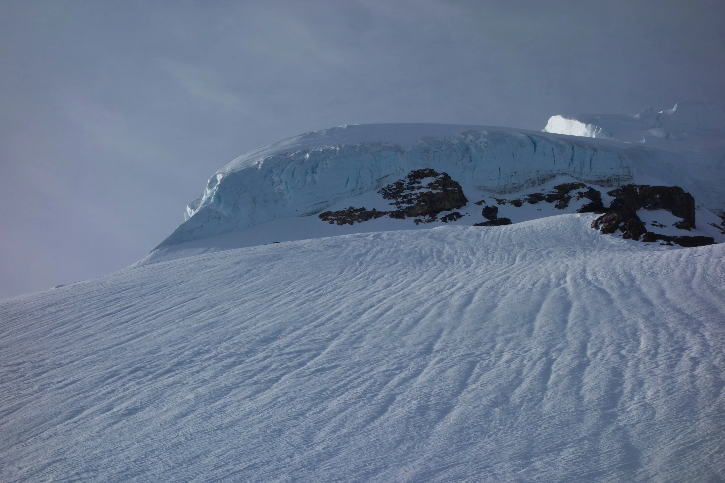 Looking up at the ice step