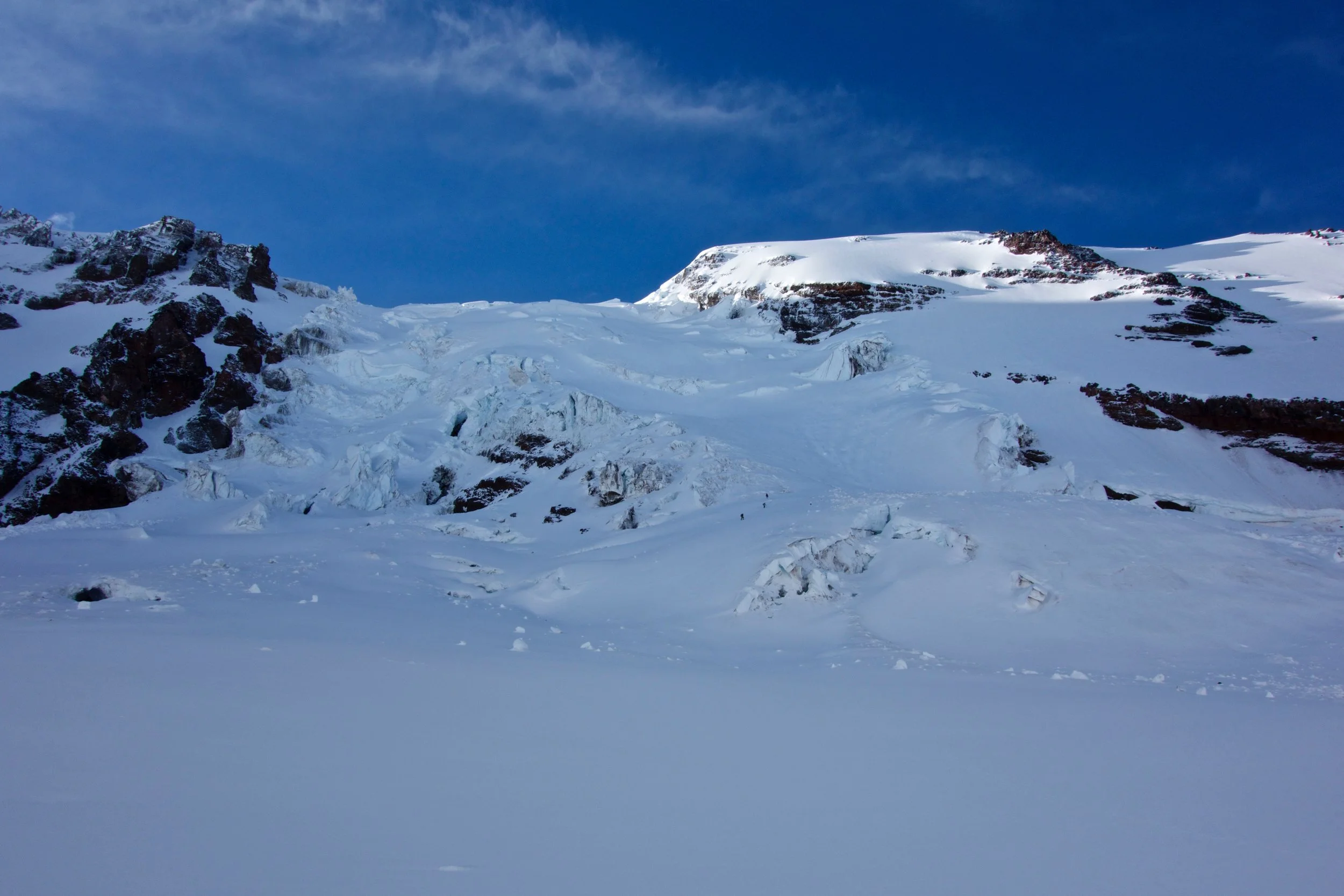 The party of three ahead of us on the Adams Glacier