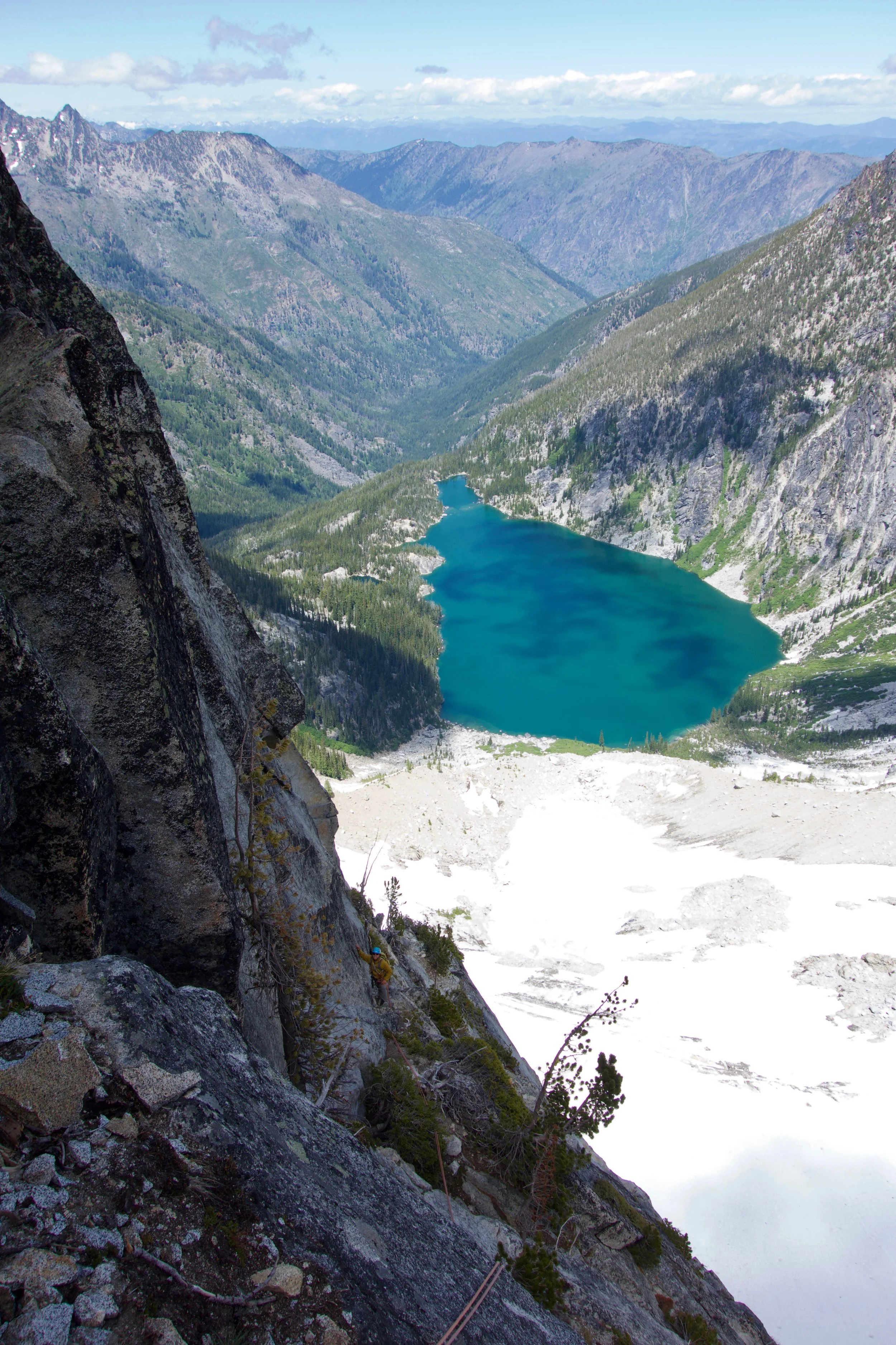 Looking back while traversing the ledges