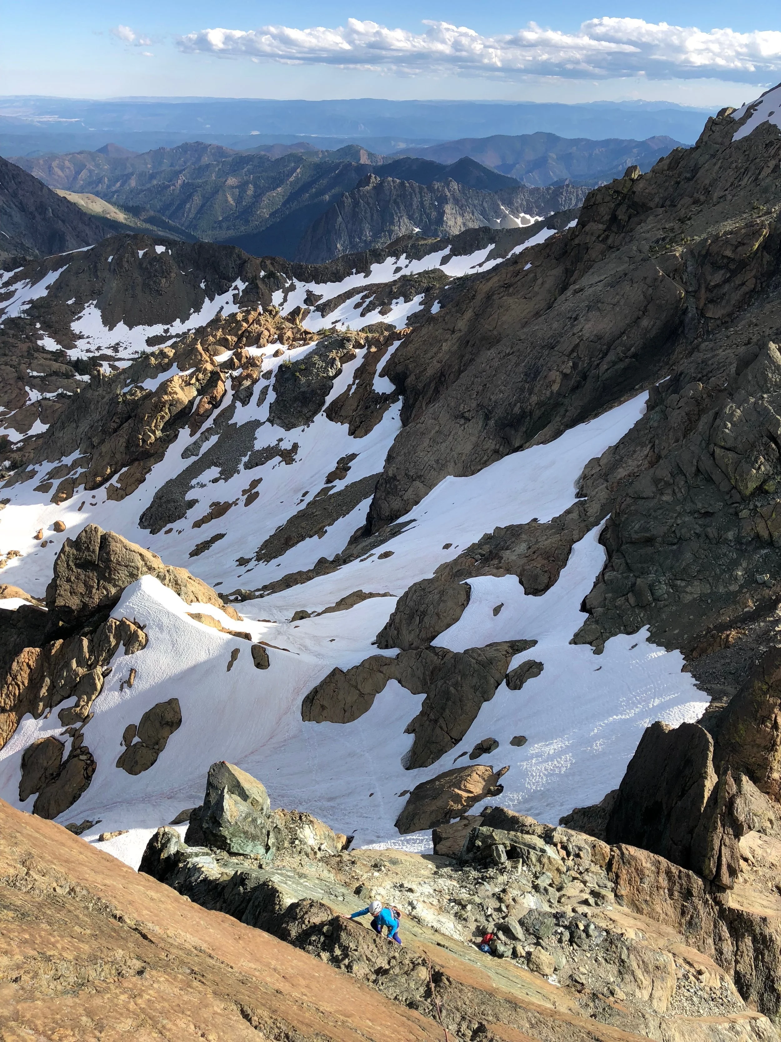 Climbing the second pitch of the South Ridge