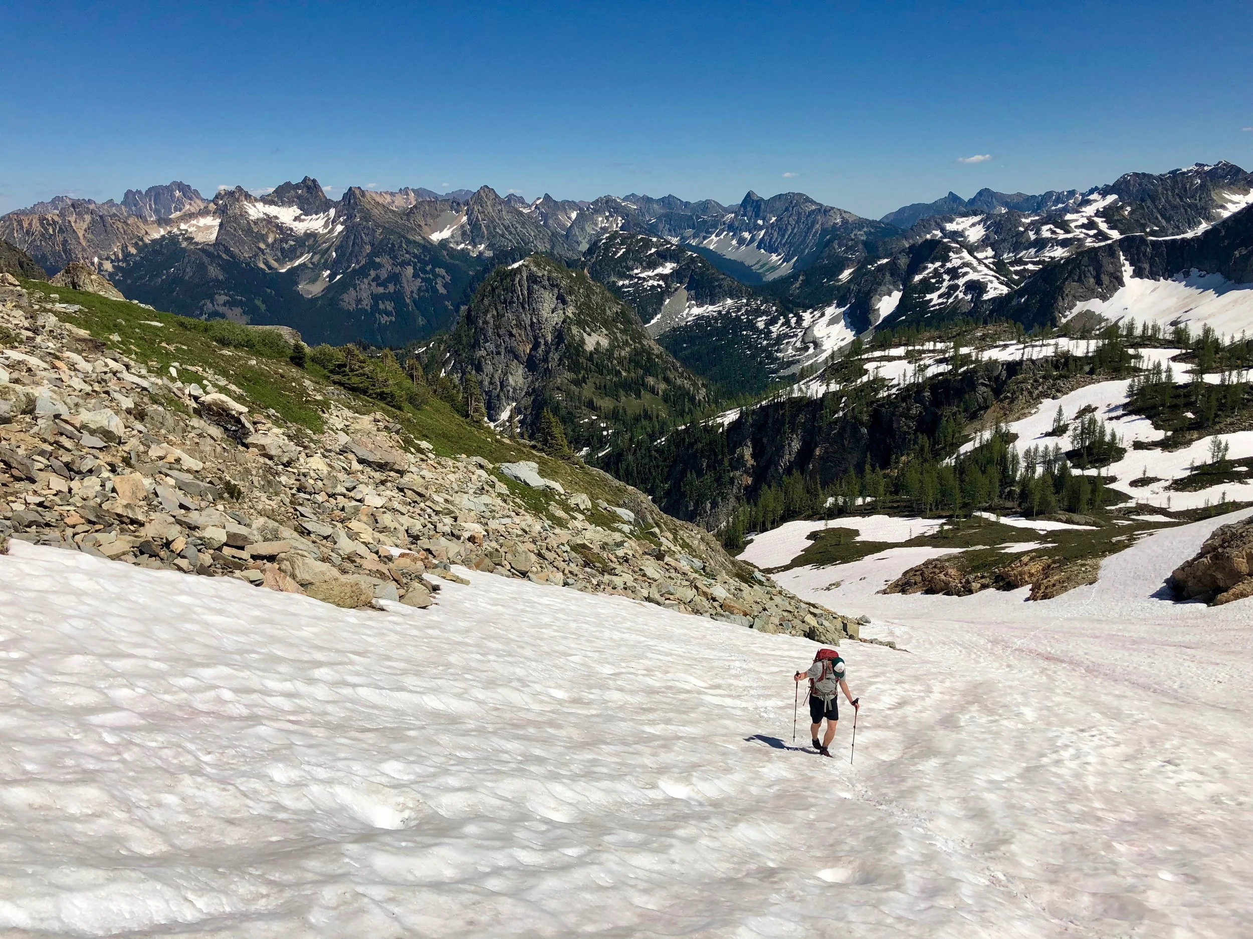 Headed up to the col from camp