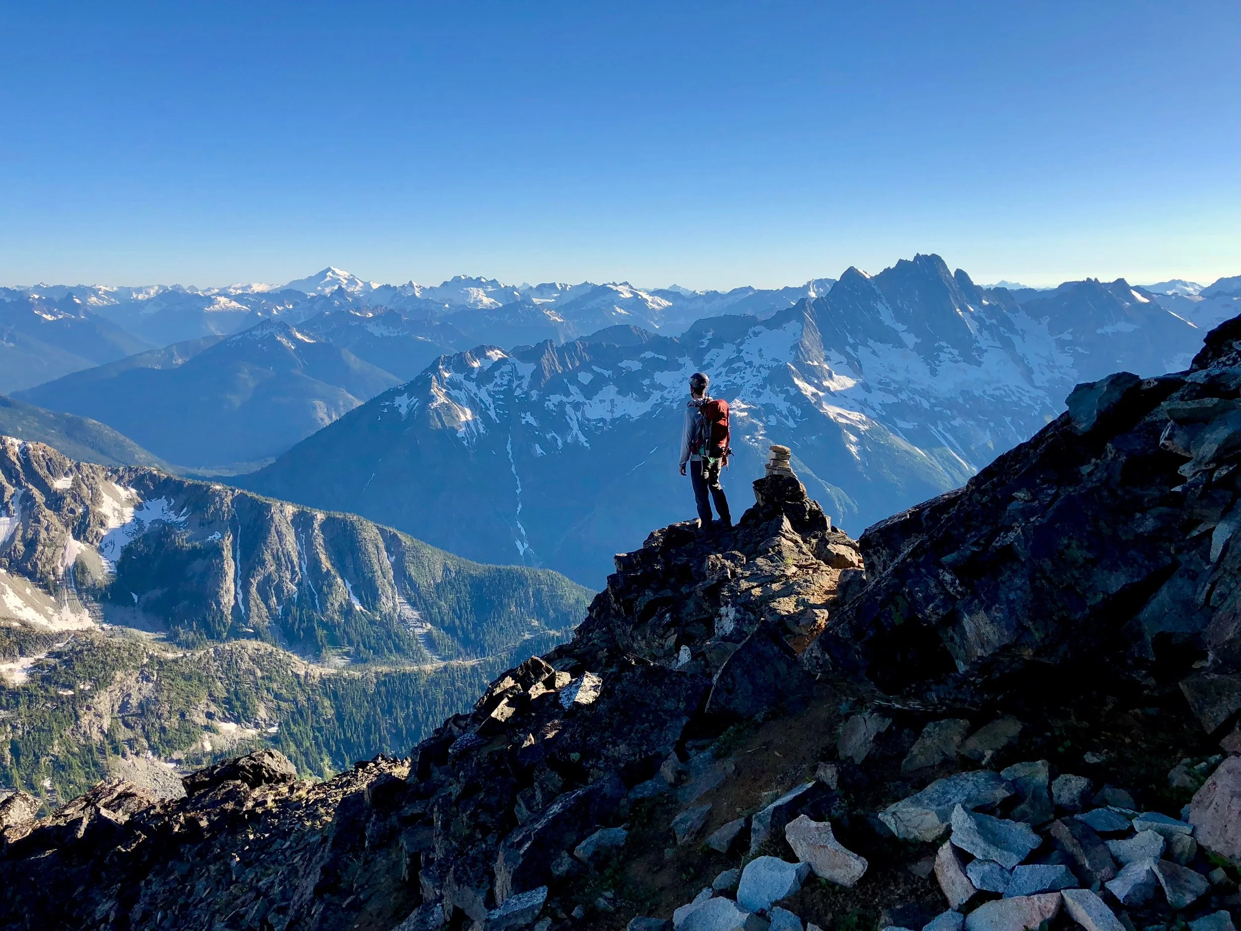 Soaking in views on the descent from just below the summit